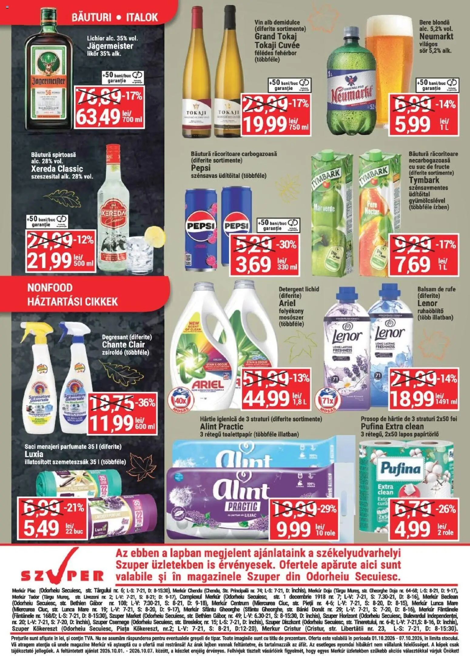 Noul catalog Merkur – valabil de la 01.10.2026 | Pagină: 4 | Produse: Pepsi, Lichior, Bere, Balsam de rufe