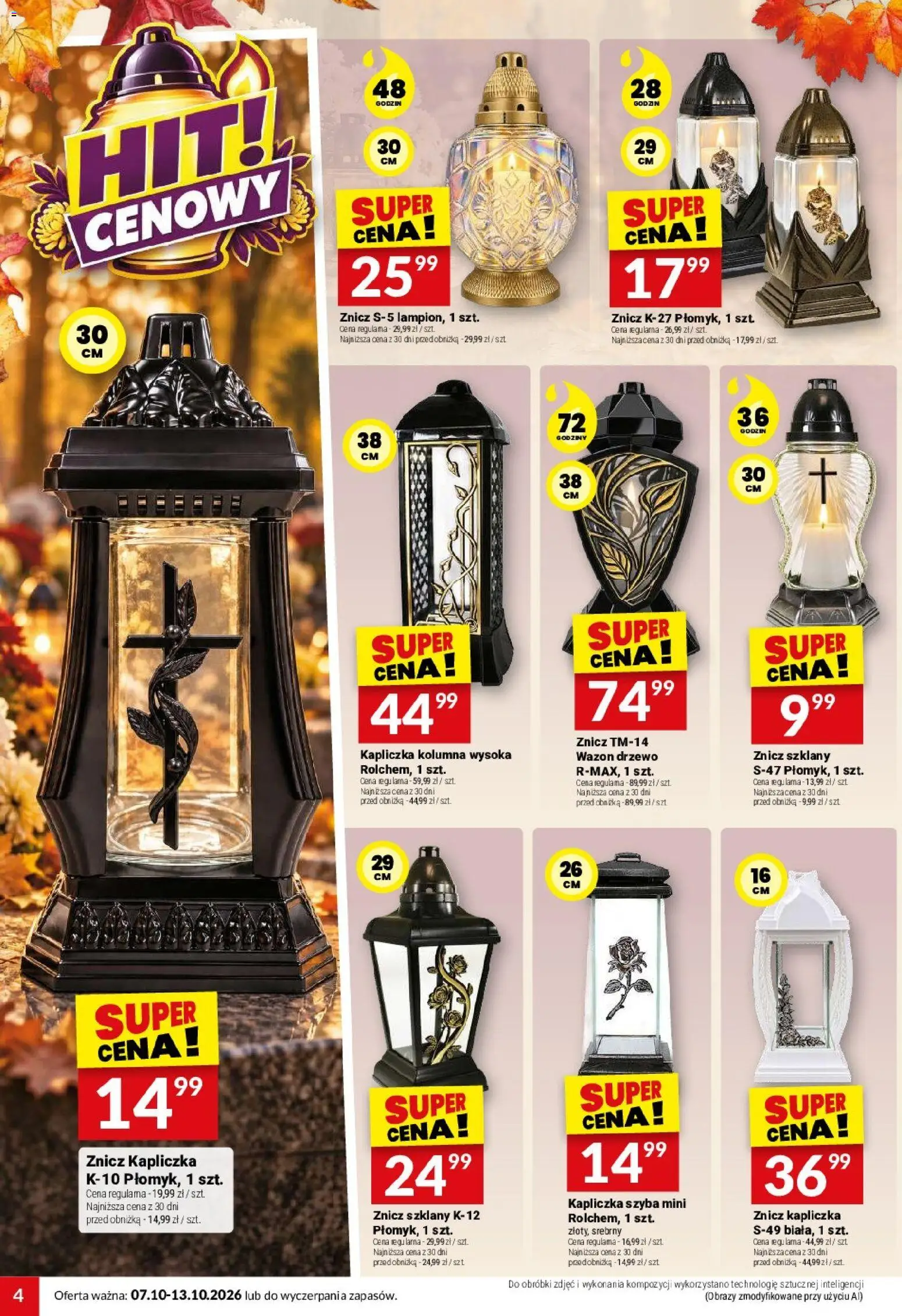 Twój Market gazetka od 07.10.2026 | Strona: 4 | Produkty: Znicz kapliczka, Wazon