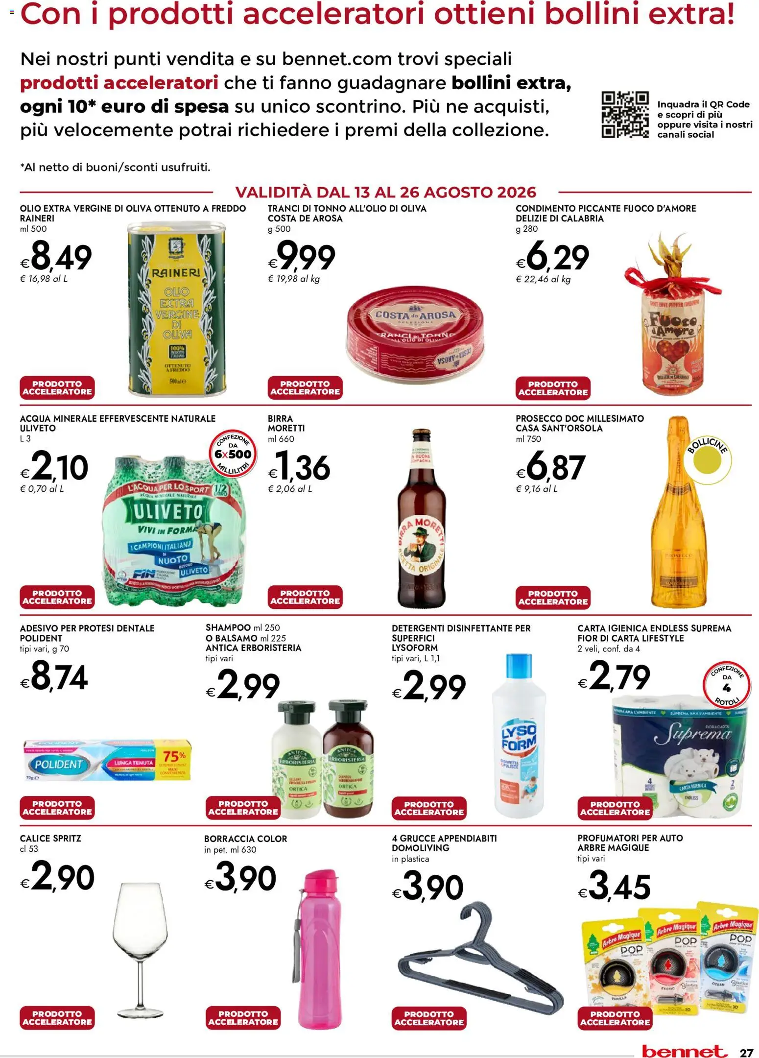 Volantino bennet del 13/08/2026 | Pagina: 27 | Prodotti: Shampoo, Tonno, Olio extra vergine, Borraccia