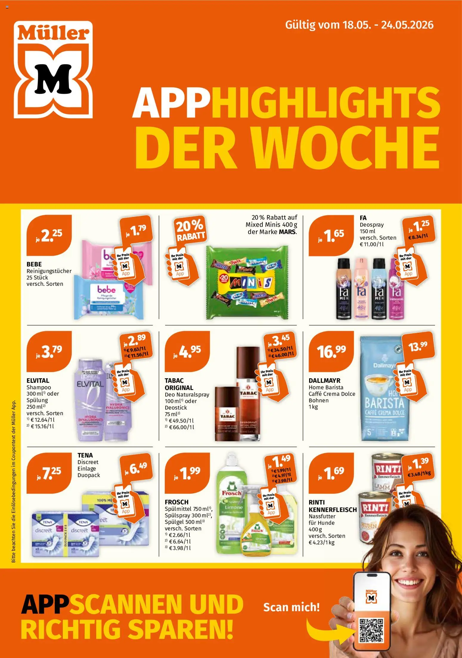 Müller Prospekt 	 – gültig ab 18.05.2026 | Seite: 1 | Produkte: Shampoo, Deodorant, Dallmayr, Deospray