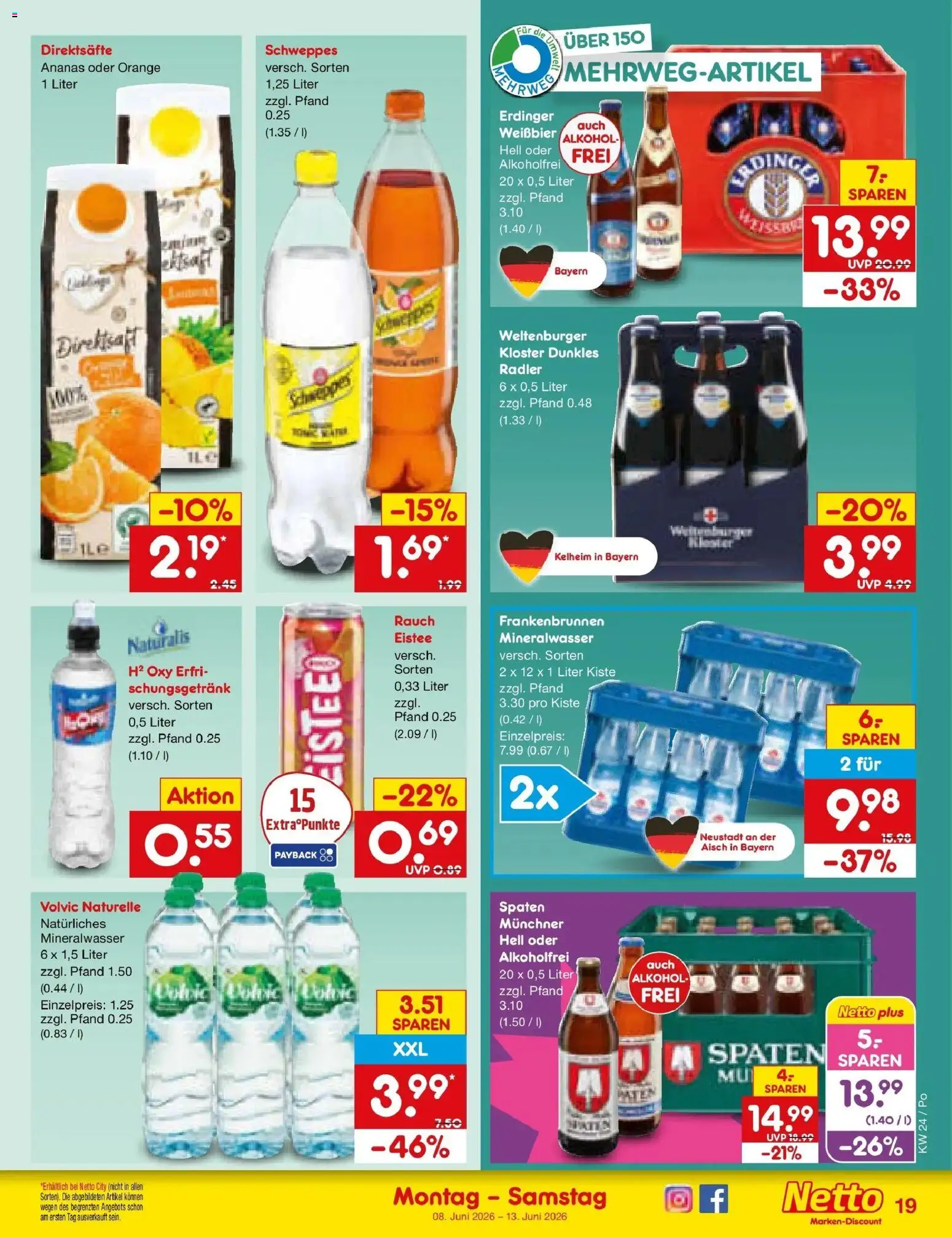 Netto Marken-Discount Prospekt Selb – gültig ab 08.06.2026 | Seite: 31 | Produkte: Erdinger, Schweppes, Radler, Volvic