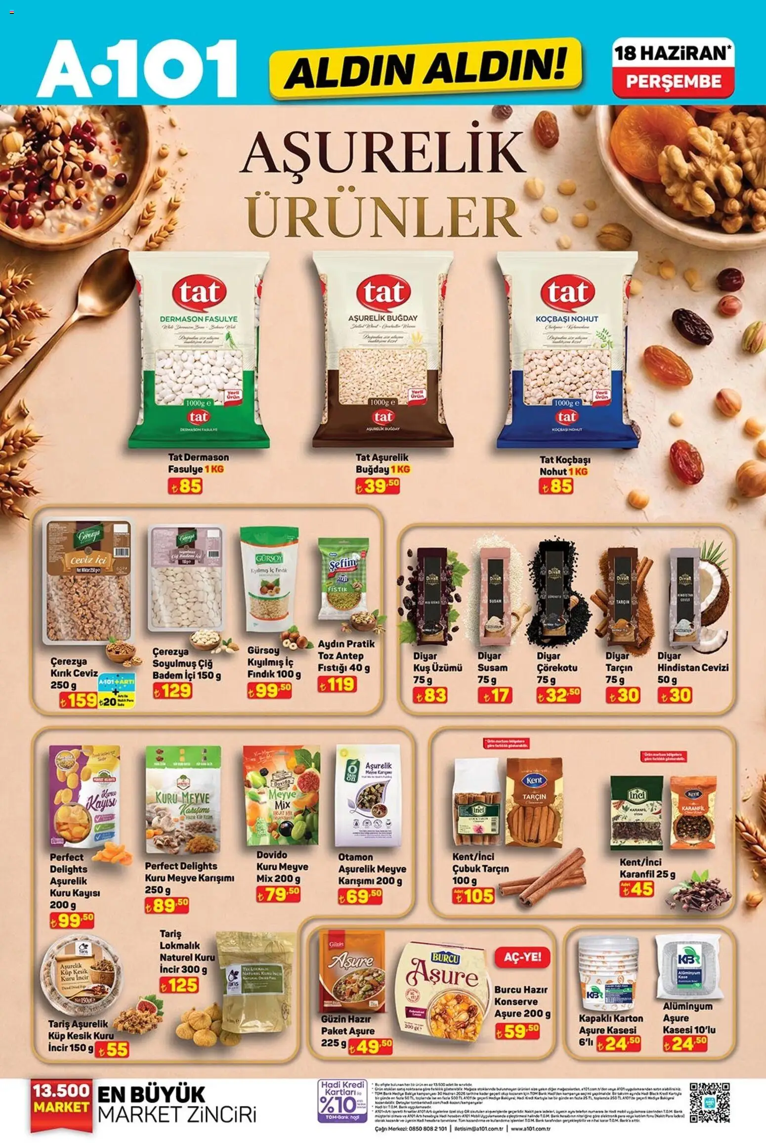 A101 - Katalog Aldın Aldın - 18.06.2026 tarihinden itibaren geçerlidir | Sayfa: 4 | Ürünler: Hindistan Cevizi, Tarçın, Fındık, Kayısı