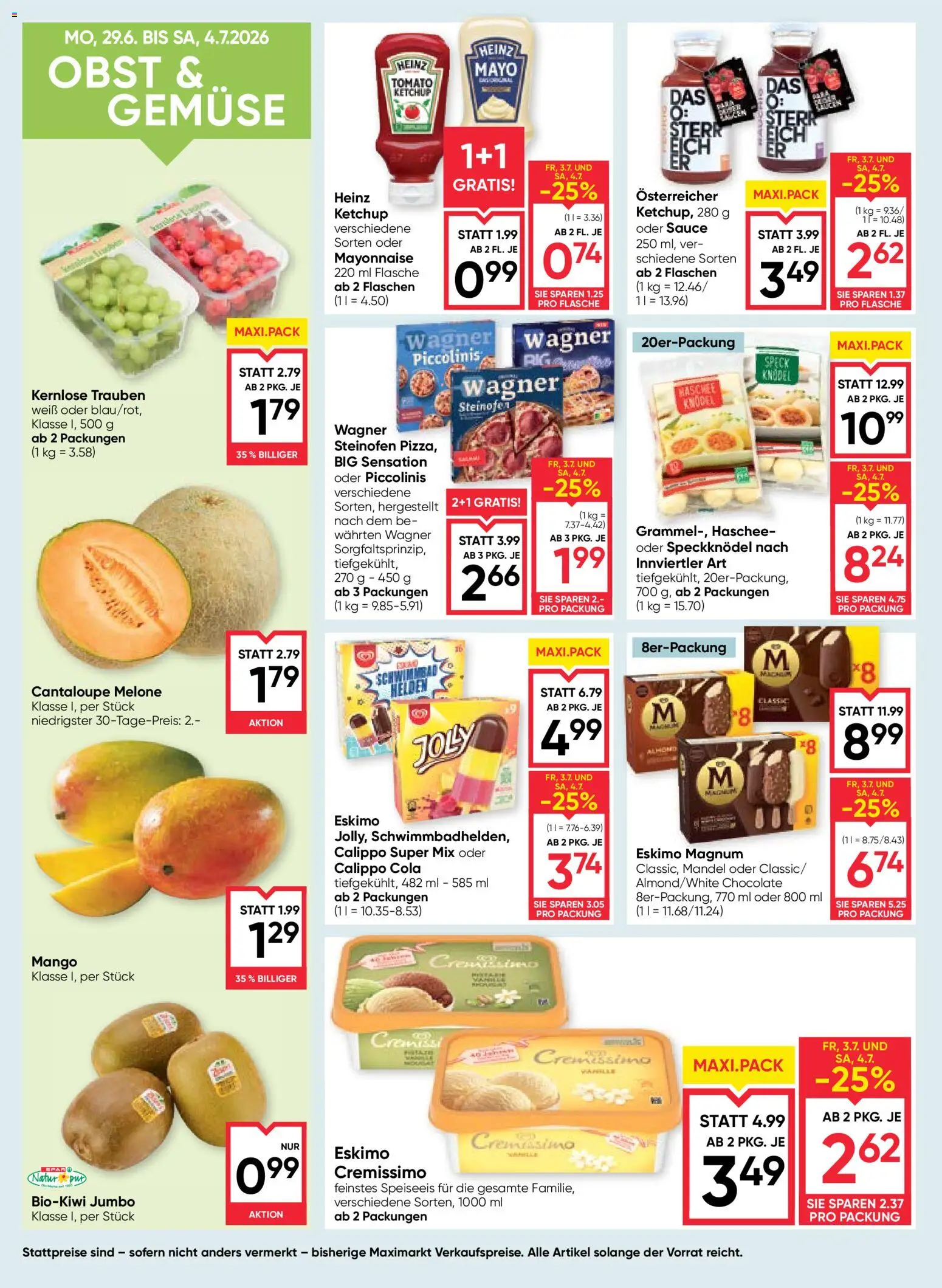 Maximarkt Flugblatt gültig ab 01.07.2026 | Seite: 10 | Produkte: Gemüse, Obst, Mayonnaise, Melone