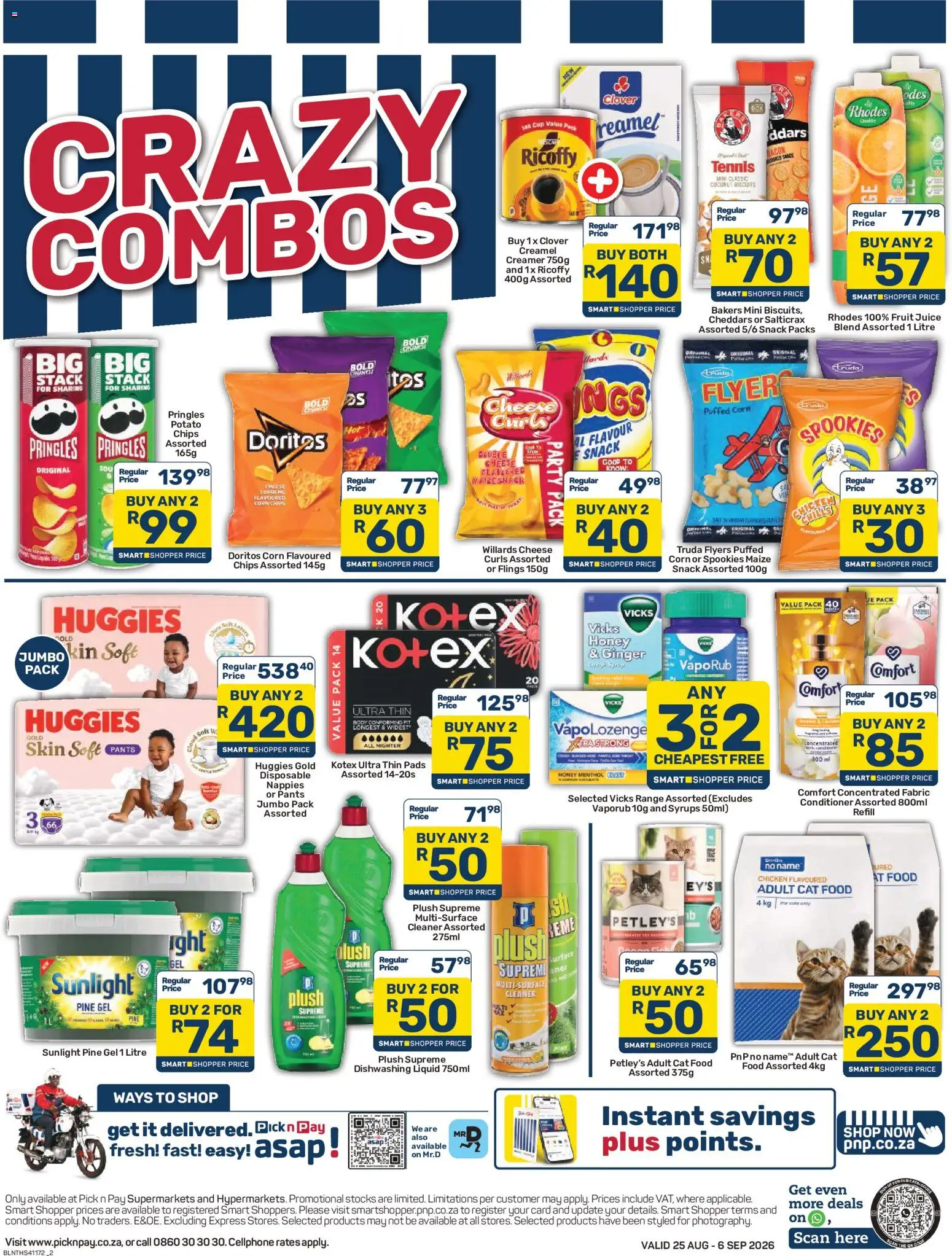 New Pick n Pay catalogue – valid from 25/08/2026 | Page: 2 | Products: Pants, Pads, Dishwashing liquid, Bacon