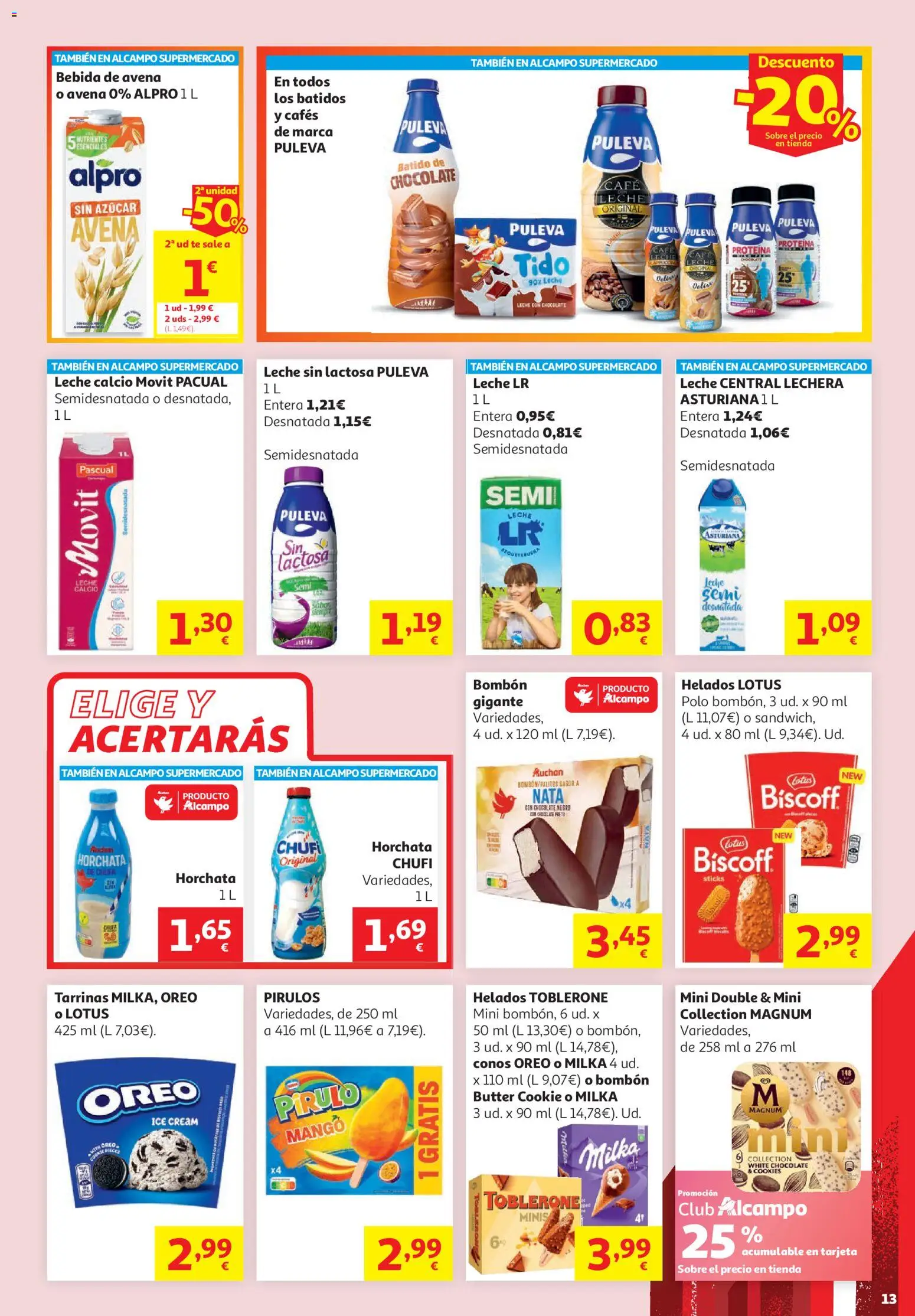 Alcampo - HG Unico │ válido desde el 16.06.2026 | Página: 13 | Productos: Leche sin lactosa, Café, Bebida de avena, Ρούτερ