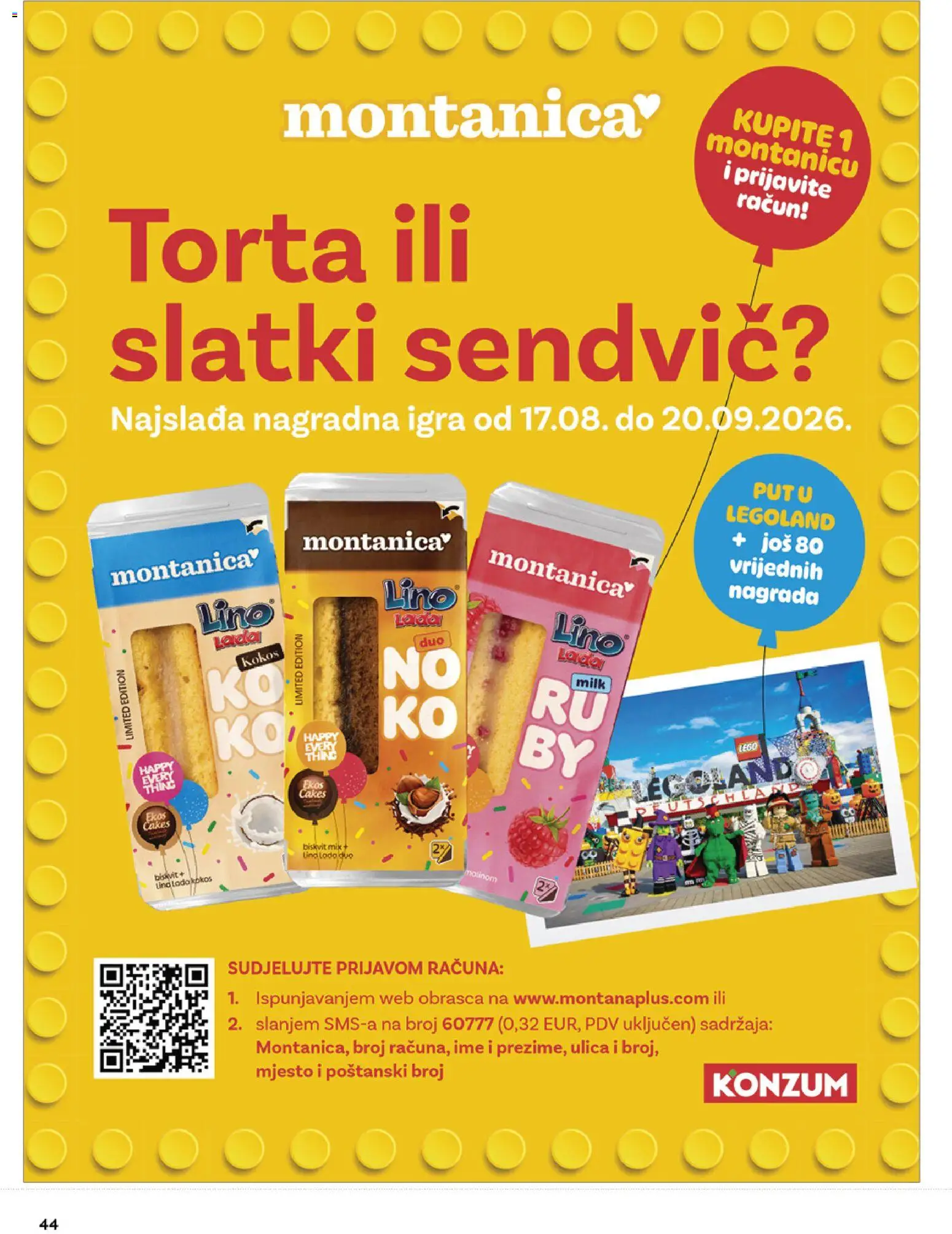 Konzum HR akciós ujság - amely érvényes a következő dátumtól: 2026.08.17. | Oldal: 44 | Termékek: Torta