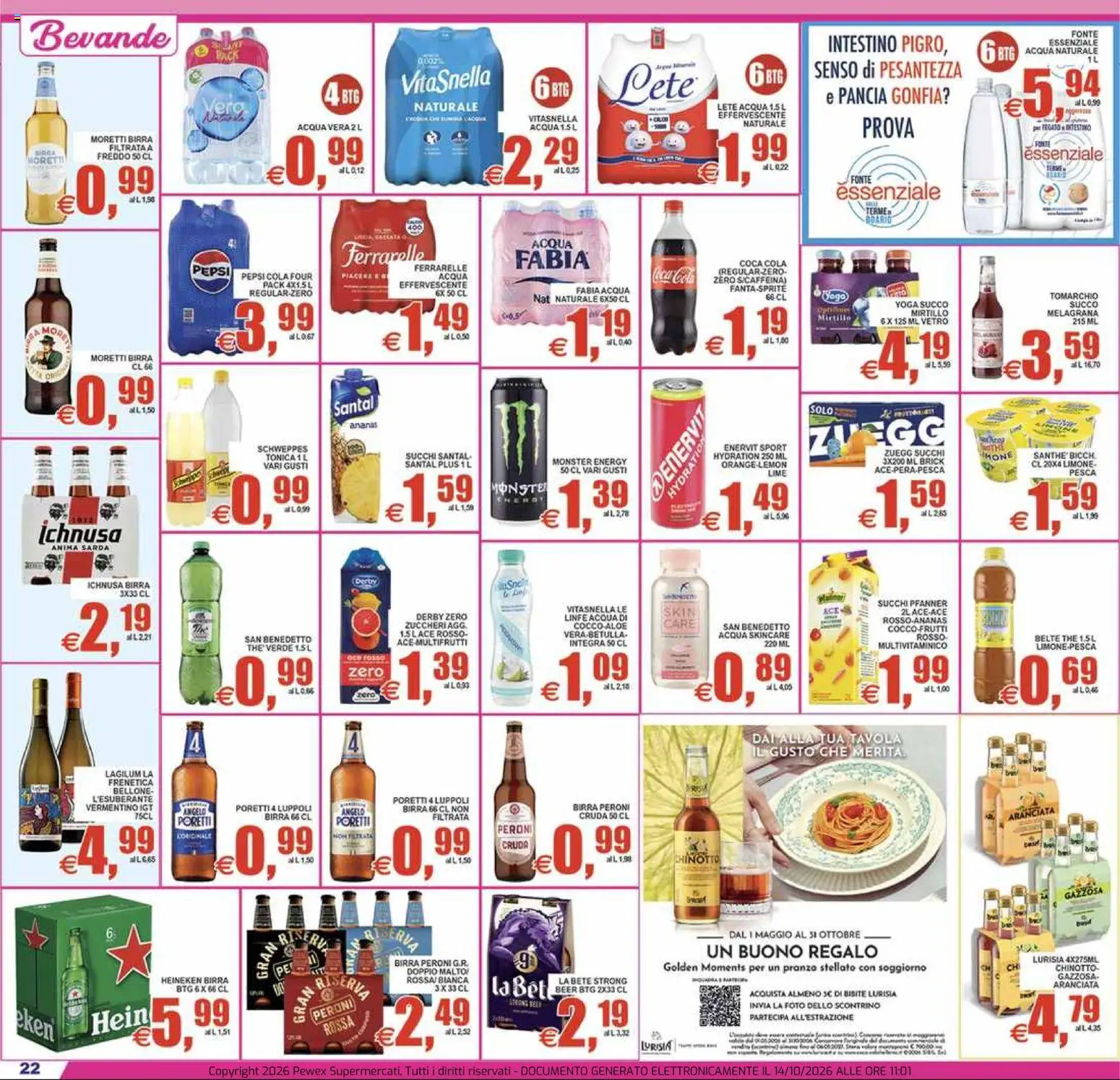 Volantino Pewex del 14/10/2026 | Pagina: 22 | Prodotti: Birra, Acqua, Heineken, Coca Cola