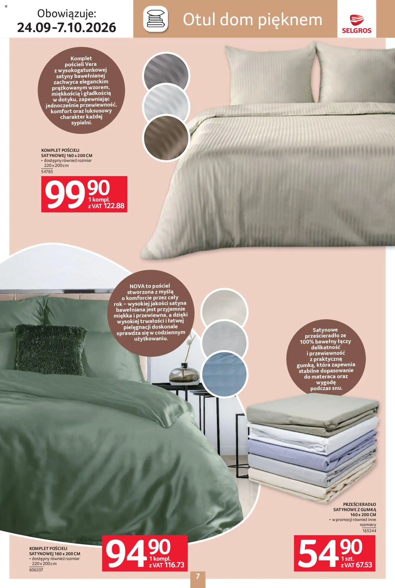 Selgros cash&carry gazetka - Home deco od 24.09.2026 | Strona: 7 | Produkty: Pościel, Prześcieradło