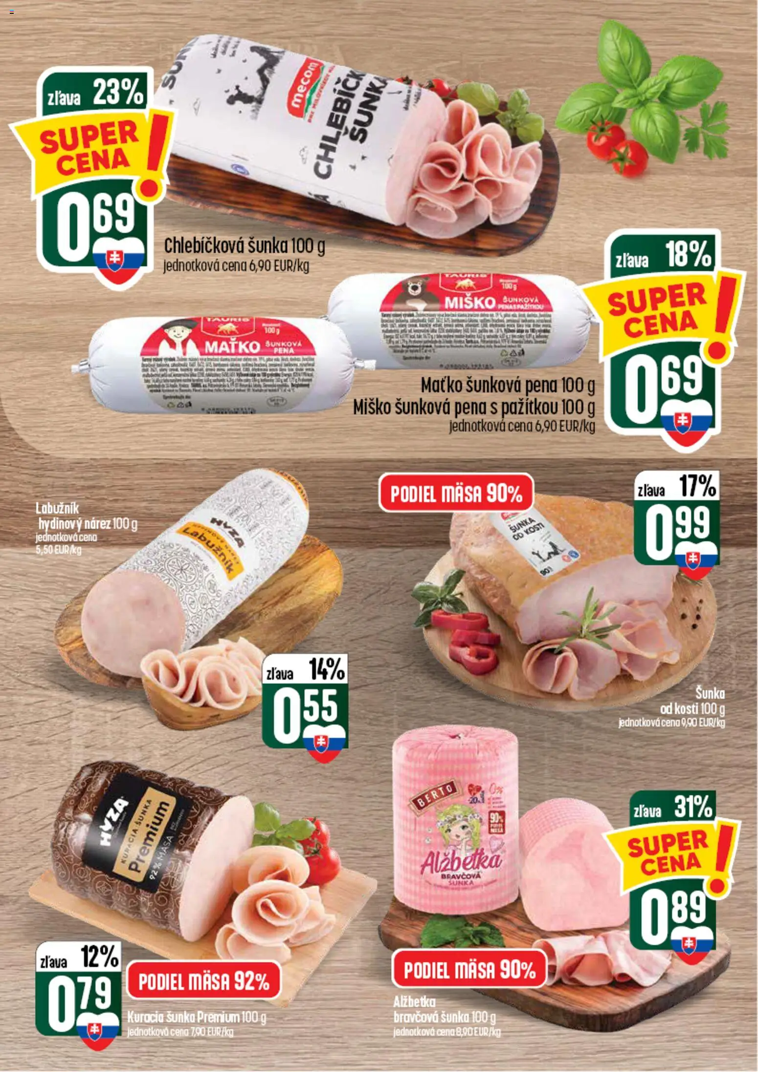 Nové COOP Jednota akcie – leták je platný od 03.09.2026 | Strana: 15 | Produkty: Šunka, Kuracia šunka, Pena