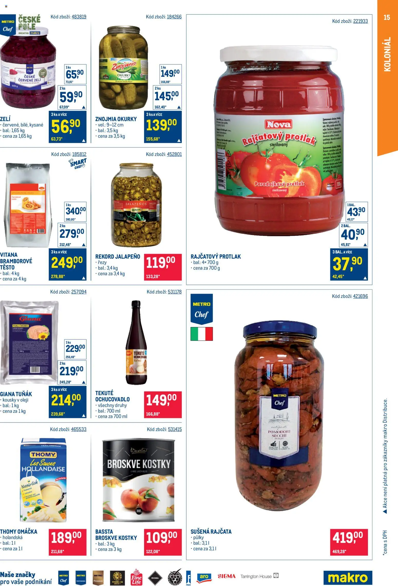 Makro leták - Gastronomie od 23.09.2026 | Strana: 15 | Produkty: Rajčata, Zelí, Protlak, Jalapeňos