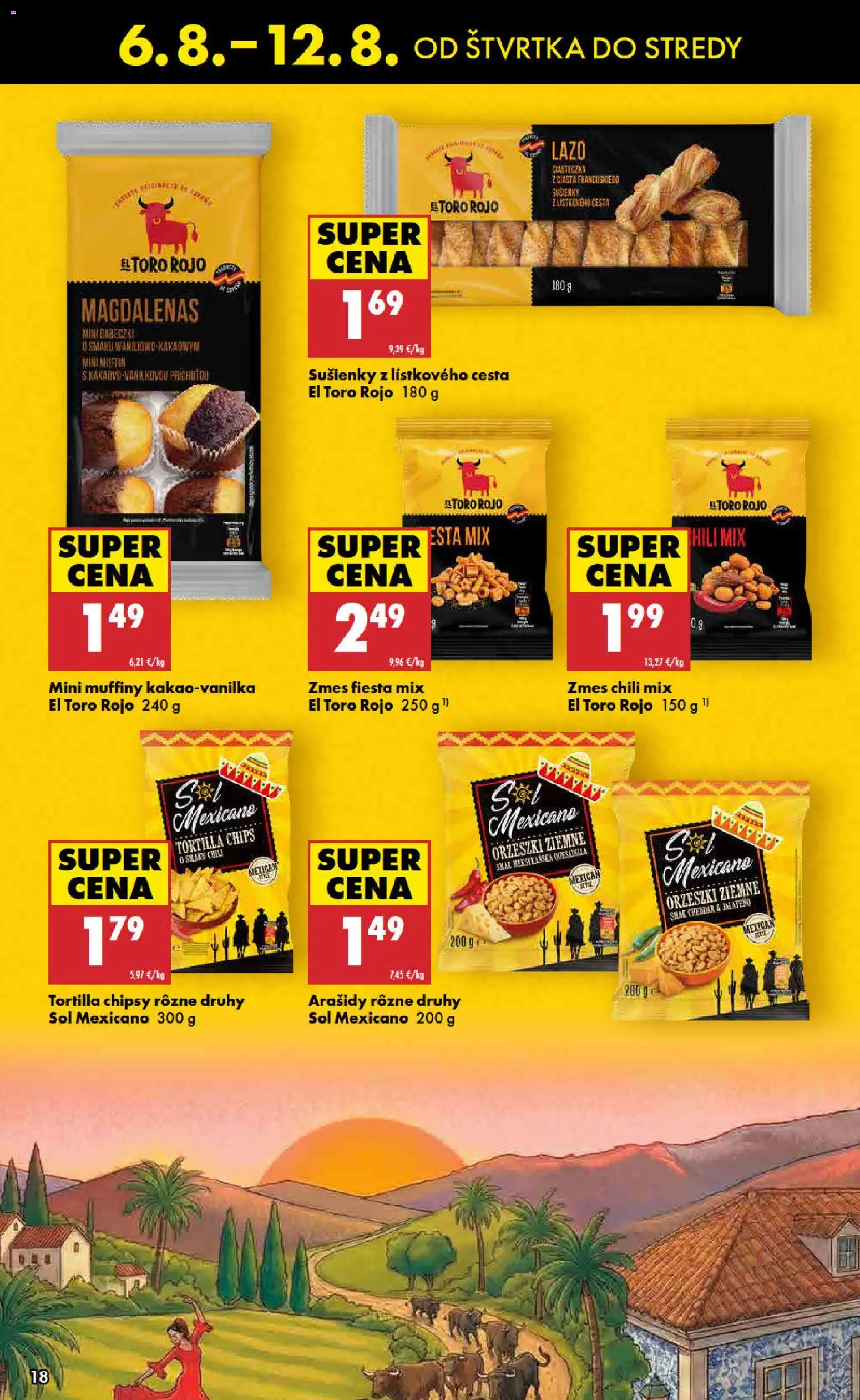 Nové Biedronka akcie – leták je platný od 06.08.2026 | Strana: 18 | Produkty: Tortilla, Chipsy, Soľ, Arašidy