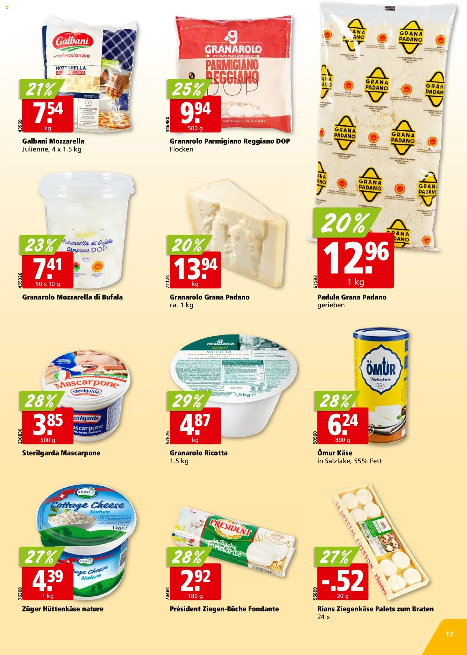 Aligro aktionen Chavannes, Matran, Genf, Sitten – gültig ab 07.09.2026 | Seite: 17 | Produkte: Grana Padano, Mascarpone, Flocken, Ricotta