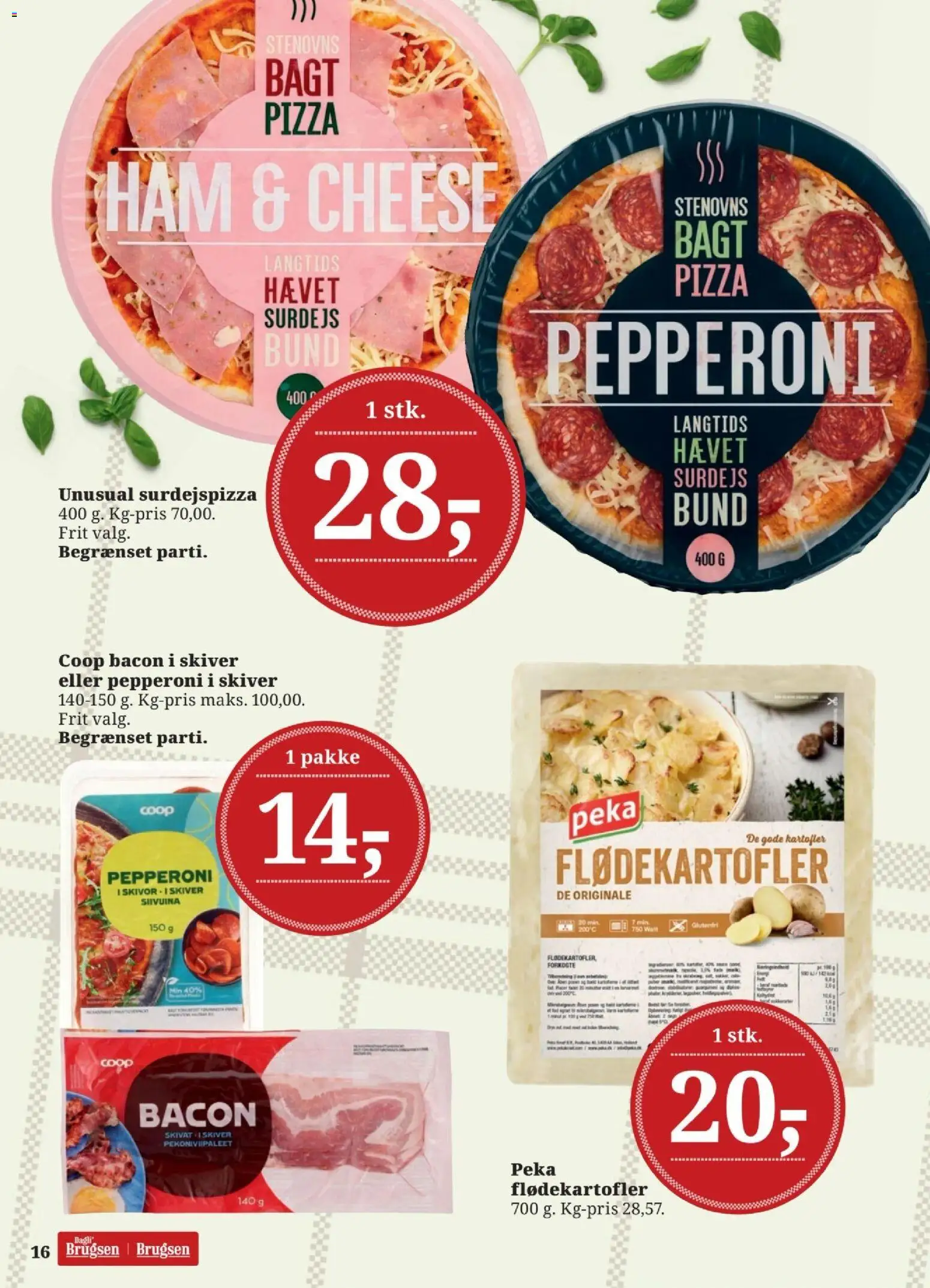 Dagli'Brugsen tilbudsavis – gyldig fra 24.04.2026 | Side: 16 | Produkter: Pizza, Kartofler, Bacon