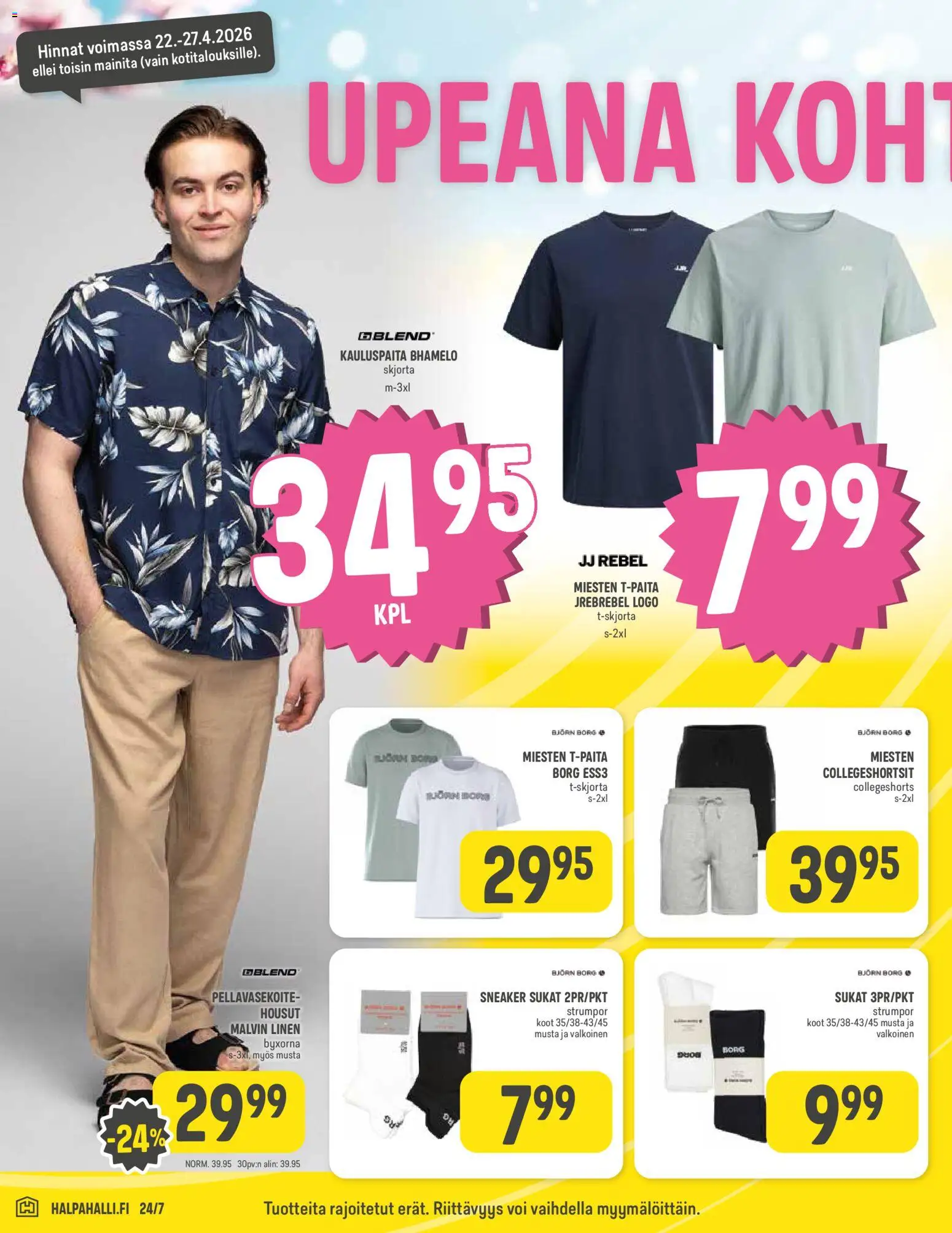 Halpa Halli tarjoukset – voimassa 22.04.2026 alkaen | Sivu: 14 | Tuotteet: Kauluspaita, Housut, Voi, Sukat