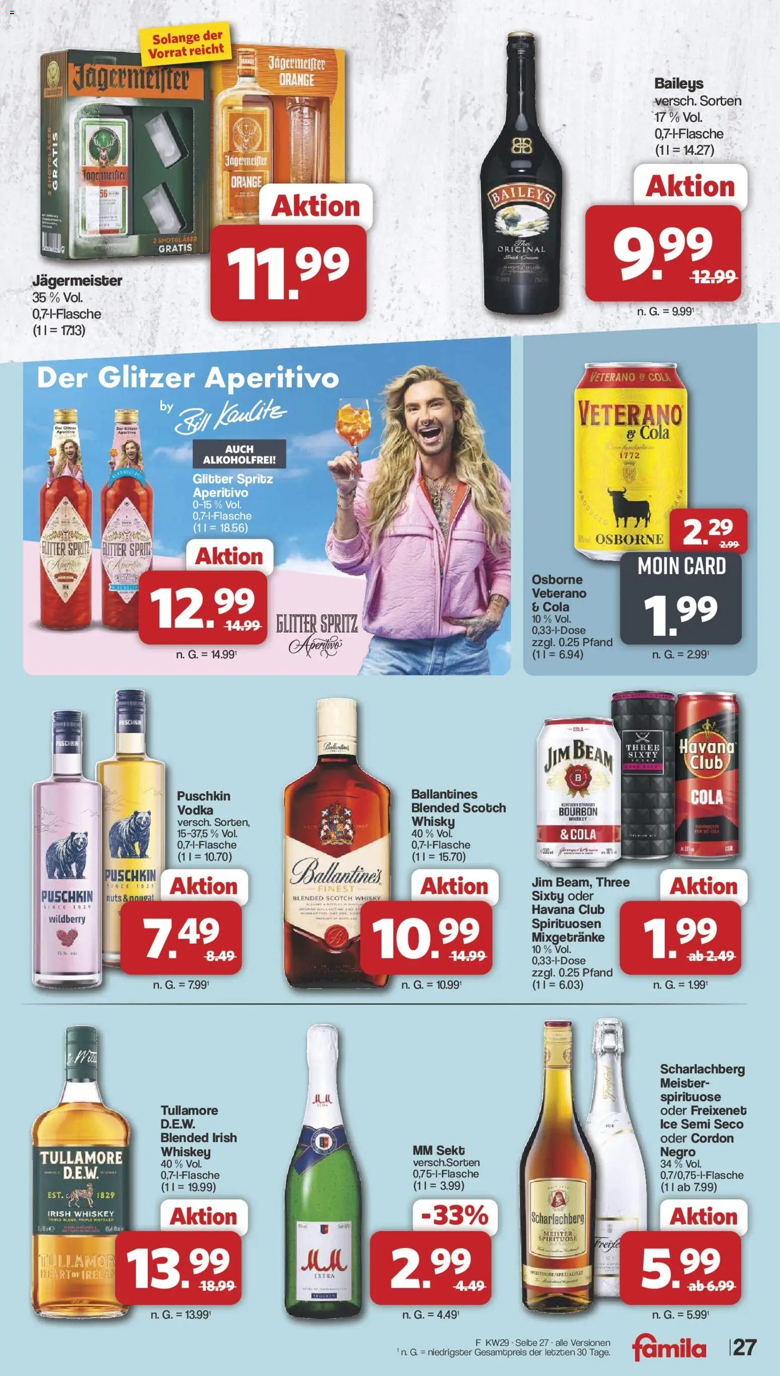 Famila Nordwest Prospekt – gültig ab 13.07.2026 | Seite: 27 | Produkte: Havana club, Whisky, Cola, Jägermeister