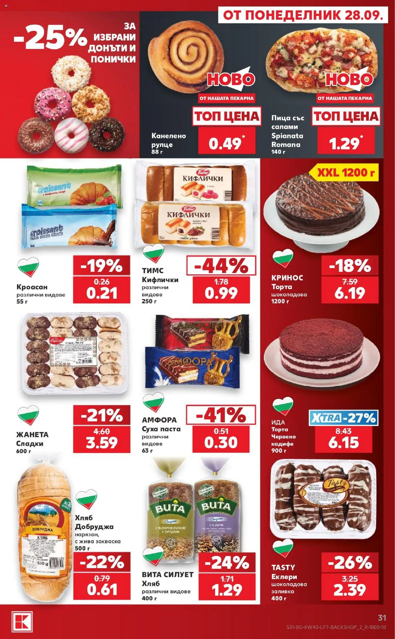 {H1} | Страница: 31 | Продукти: Пица, Суха паста, Торта, Сладки