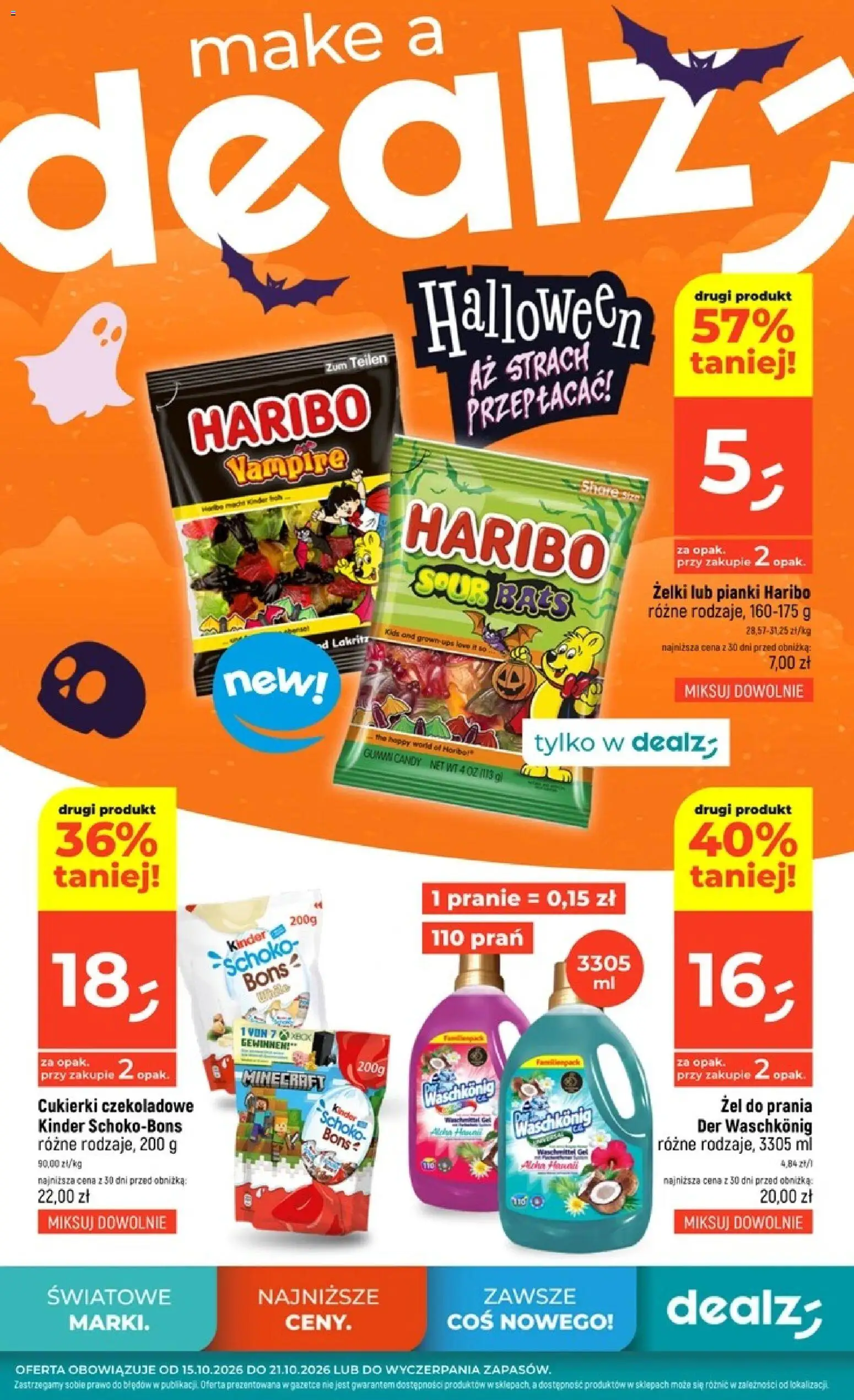 Dealz gazetka od 15.10.2026 | Strona: 1 | Produkty: Żelki, Pianki, Żel do prania, Cukierki