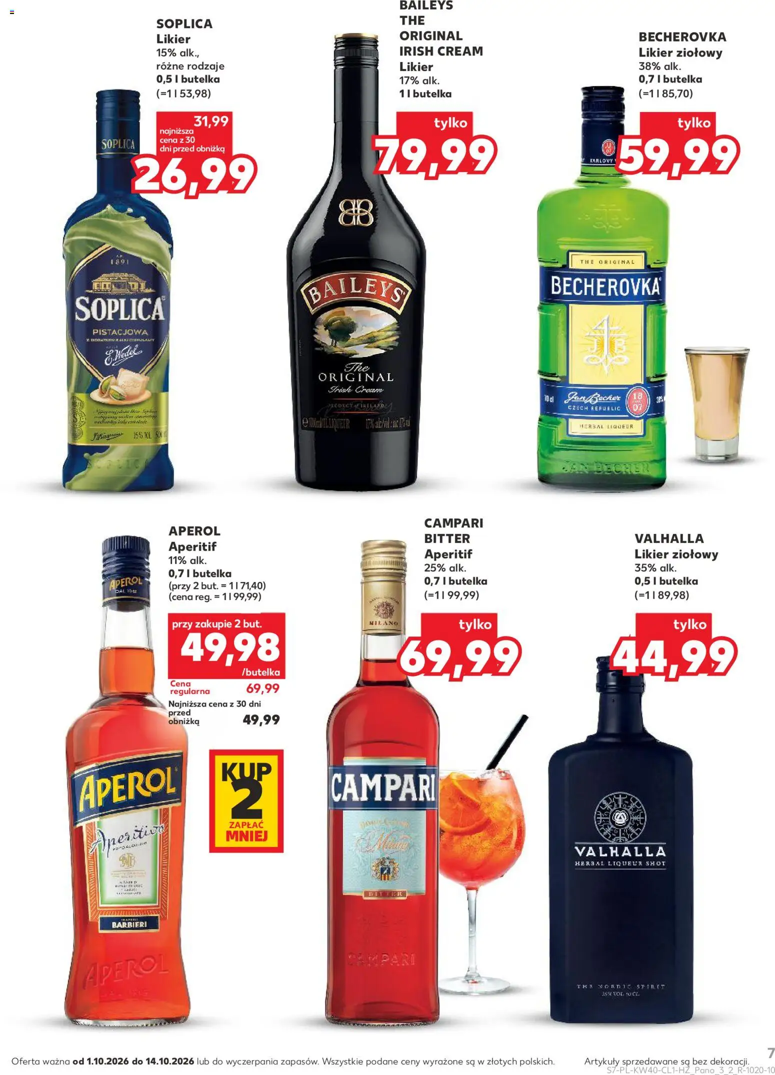 Kaufland Polsko leták - Barek od 01.10.2026 | Strana: 7 | Produkty: Campari, Irish cream, Aperitivo, Aperol