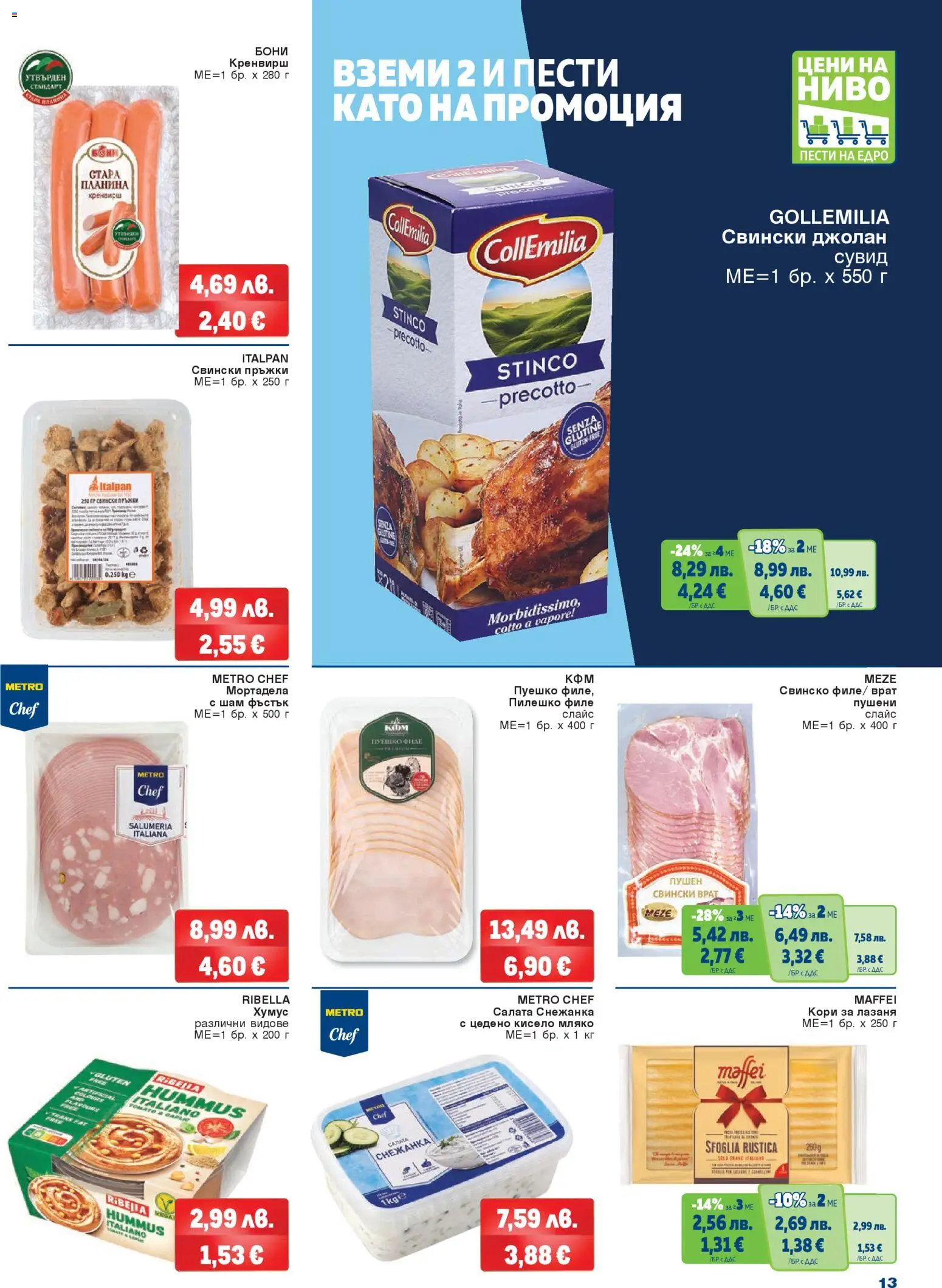 {H1} | Страница: 13 | Продукти: Кисело мляко, Салата, Мляко, Мортадела