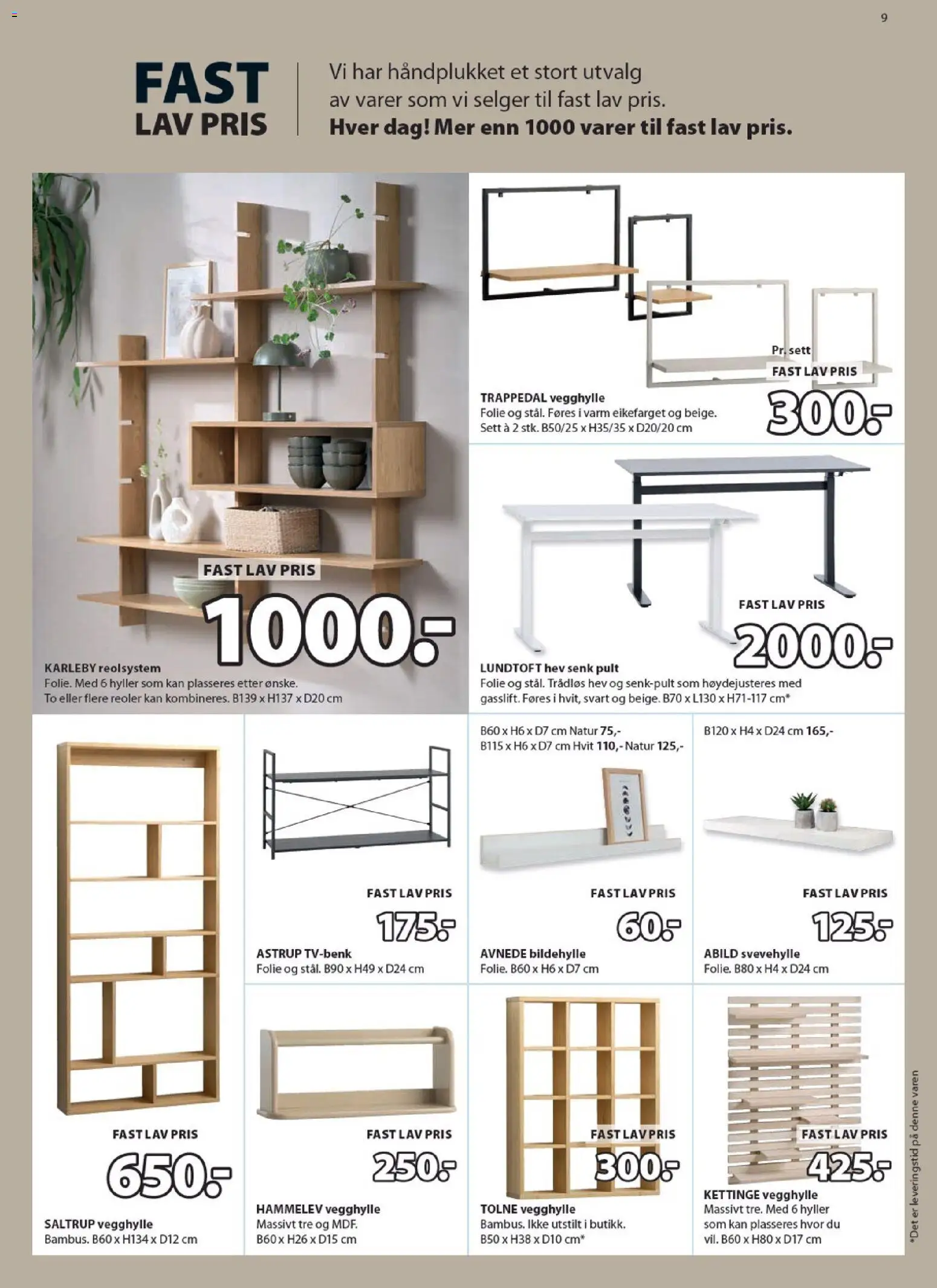 {H1} | Side: 9 | Produkter: Folie, Tv, Hyller