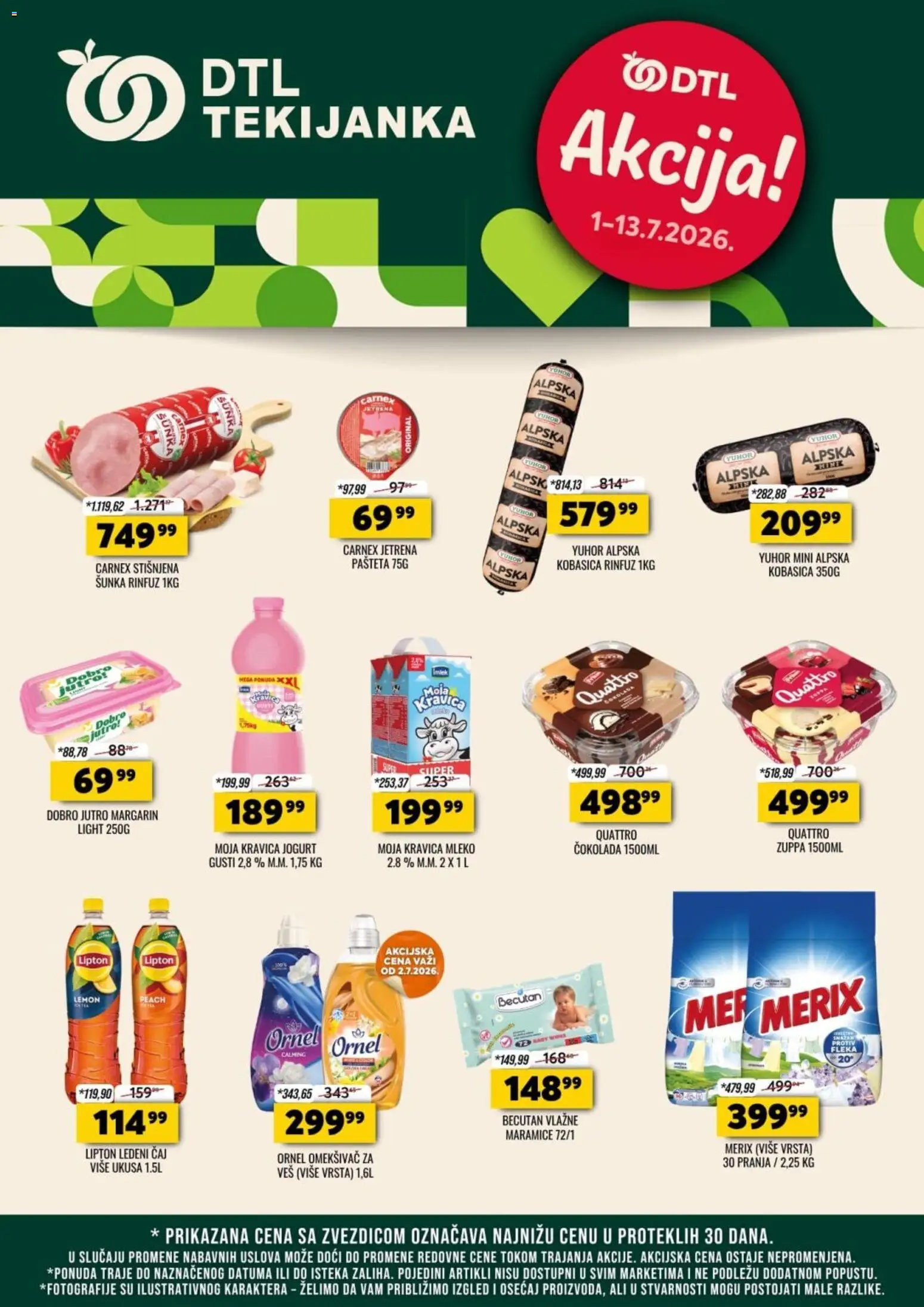 Tekijanka katalog - važi od 01.07.2026 | Strana: 1 | Proizvode: Margarin, Mleko, Šunka, Čaj