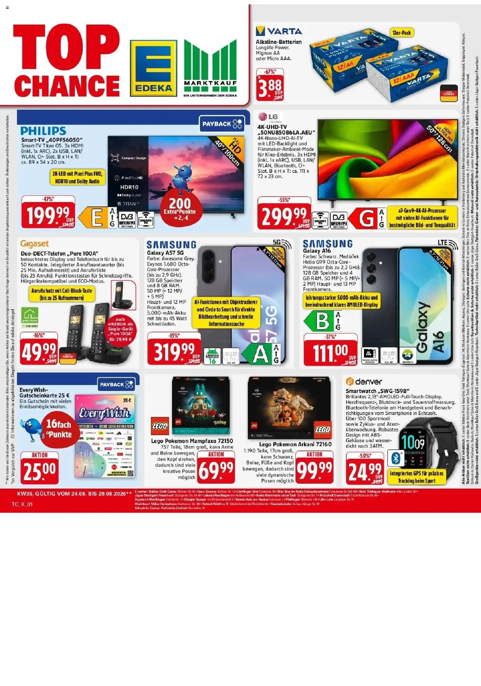 Edeka Prospekt Stuttgart - Feuerbach (ab 24.08.2026) » Angebote Online | Seite: 52 | Produkte: Philips, Smartwatch, Smartphone, Audio