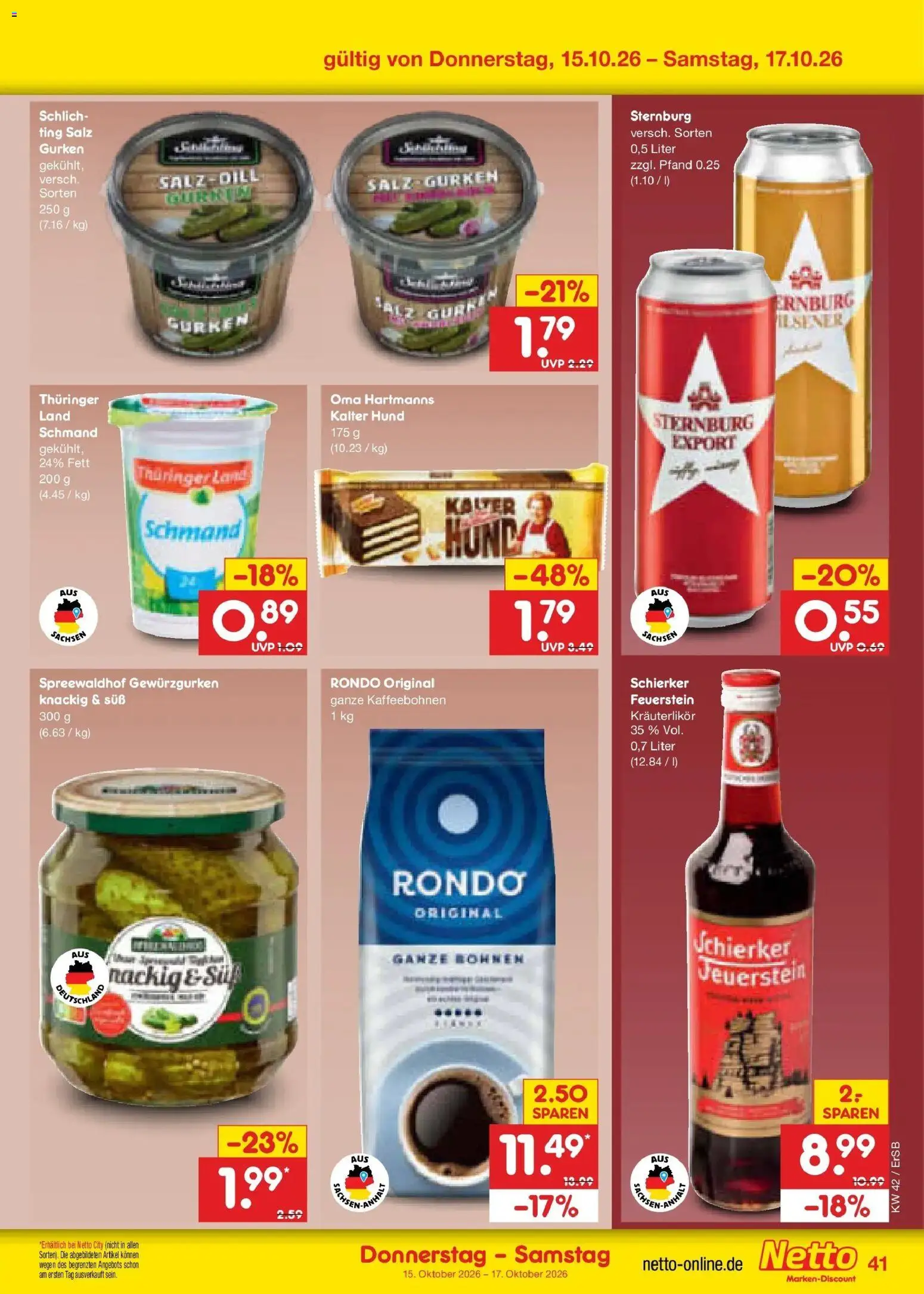 Netto Marken-Discount Prospekt Naumburg (ab 12.10.2026) » Angebote | Seite: 57 | Produkte: Salz, Dill, Gurken