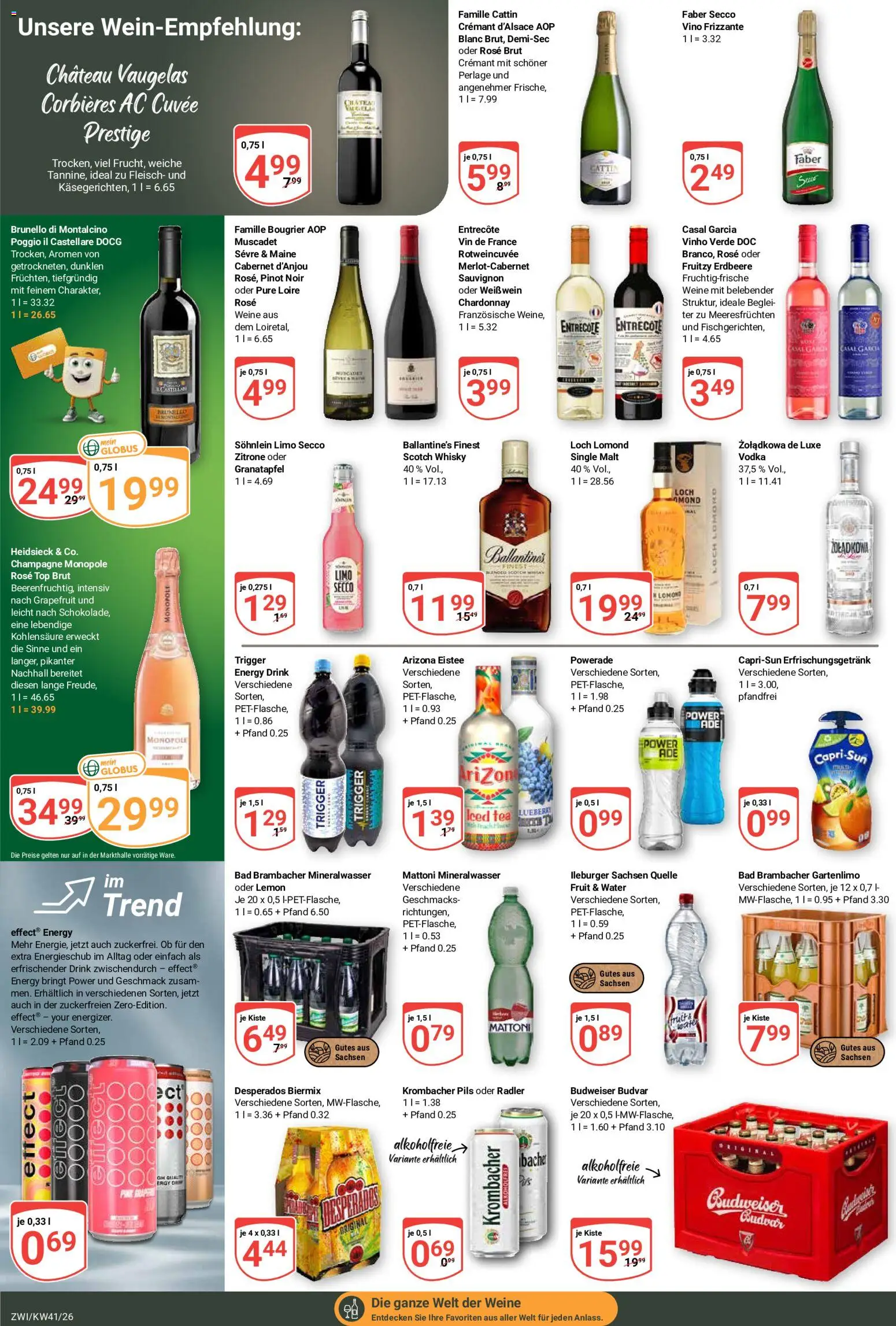 Globus Prospekt Zwickau – gültig ab 05.10.2026 | Seite: 21 | Produkte: Radler, Powerade, Budweiser, Wein