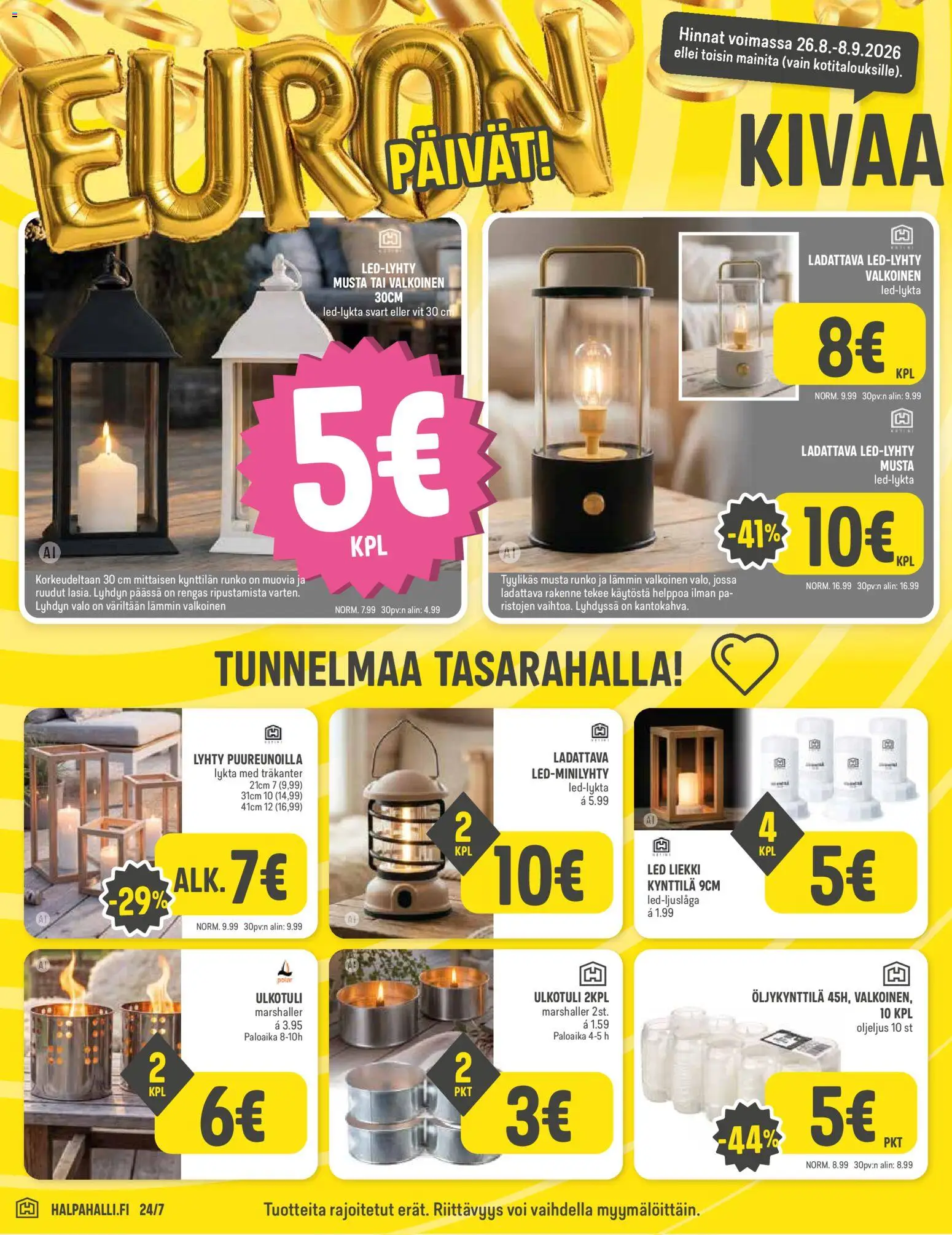 Halpa Halli - viikkokuvasto – voimassa 26/08/2026 alkaen | Sivu: 8 | Tuotteet: Lyhty, Voi