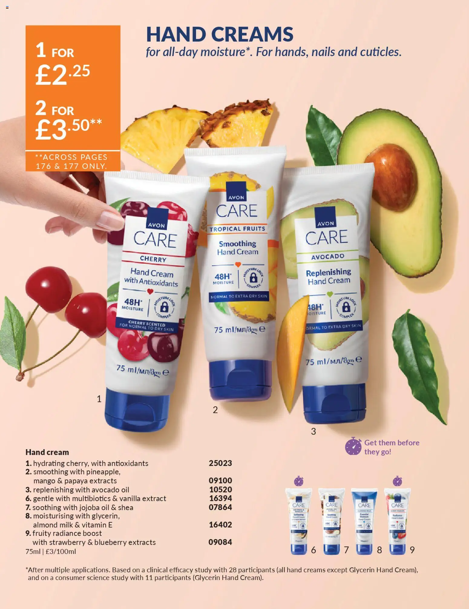{H1} | Page: 176 | Products: Hand cream, Mango, Blueberry, Vanilla