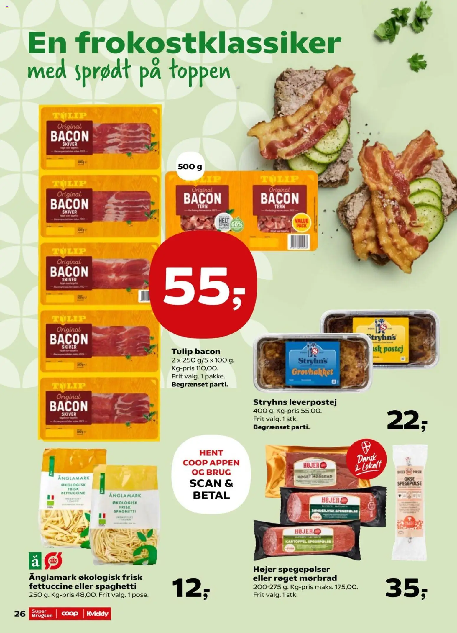 Super Brugsen tilbudsavis – gyldig fra 26/06/2026 | Side: 28 | Produkter: Spaghetti, Spegepølse, Leverpostej, Bacon