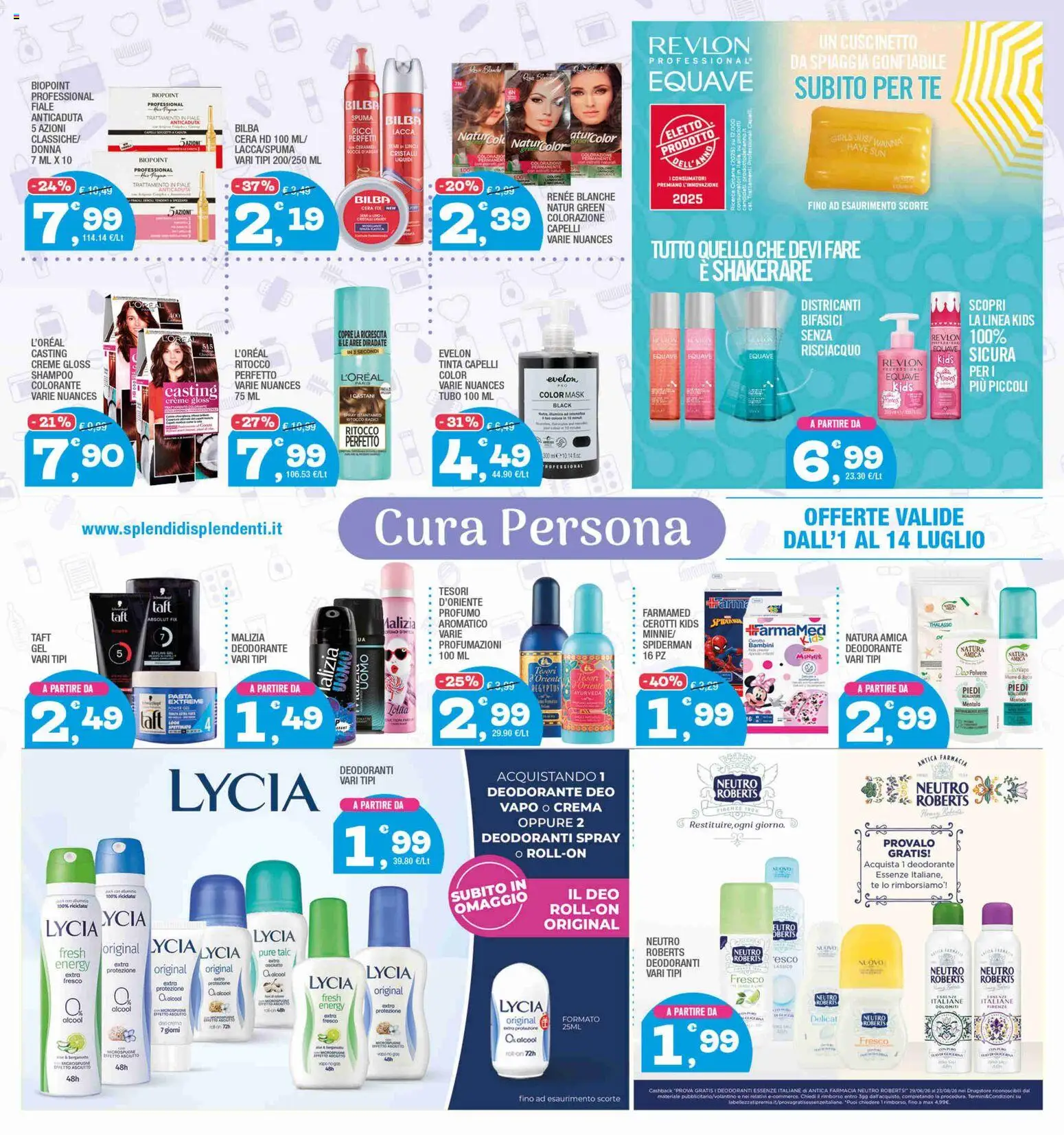 Volantino Splendidi e Splendenti del 01/07/2026 | Pagina: 3 | Prodotti: Shampoo, Crema, Top, Tubo