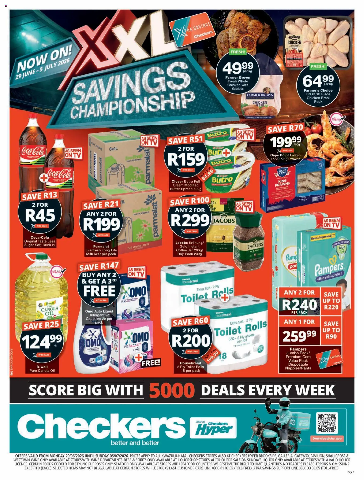 New Checkers catalogue – valid from 29/06/2026 | Page: 1 | Products: TV, Milk, Oil, Sugar
