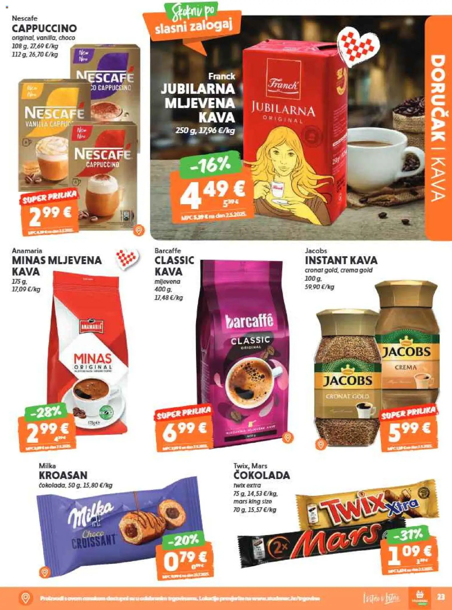 Studenac katalog | vrijedi od 01.07.2026 | Stranica: 23 | Proizvodi: Nescafe, Barcaffe, Kroasan, Cappuccino