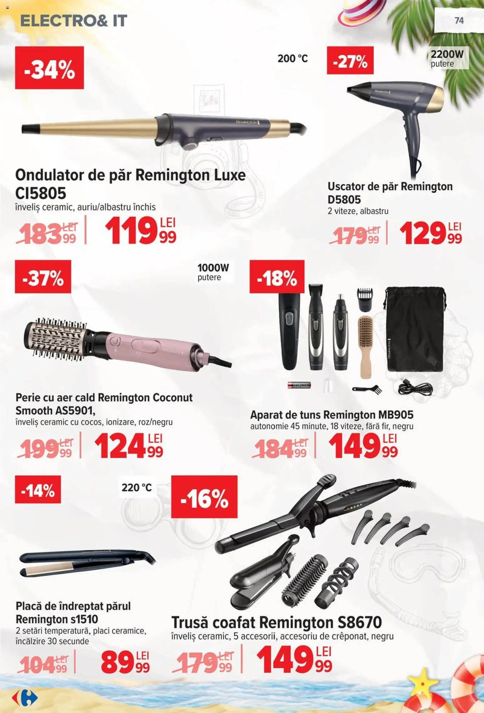 Noul catalog Carrefour – valabil de la 17.06.2026 | Pagină: 75 | Produse: Uscător, Ondulator, Uscător De Păr, Perie
