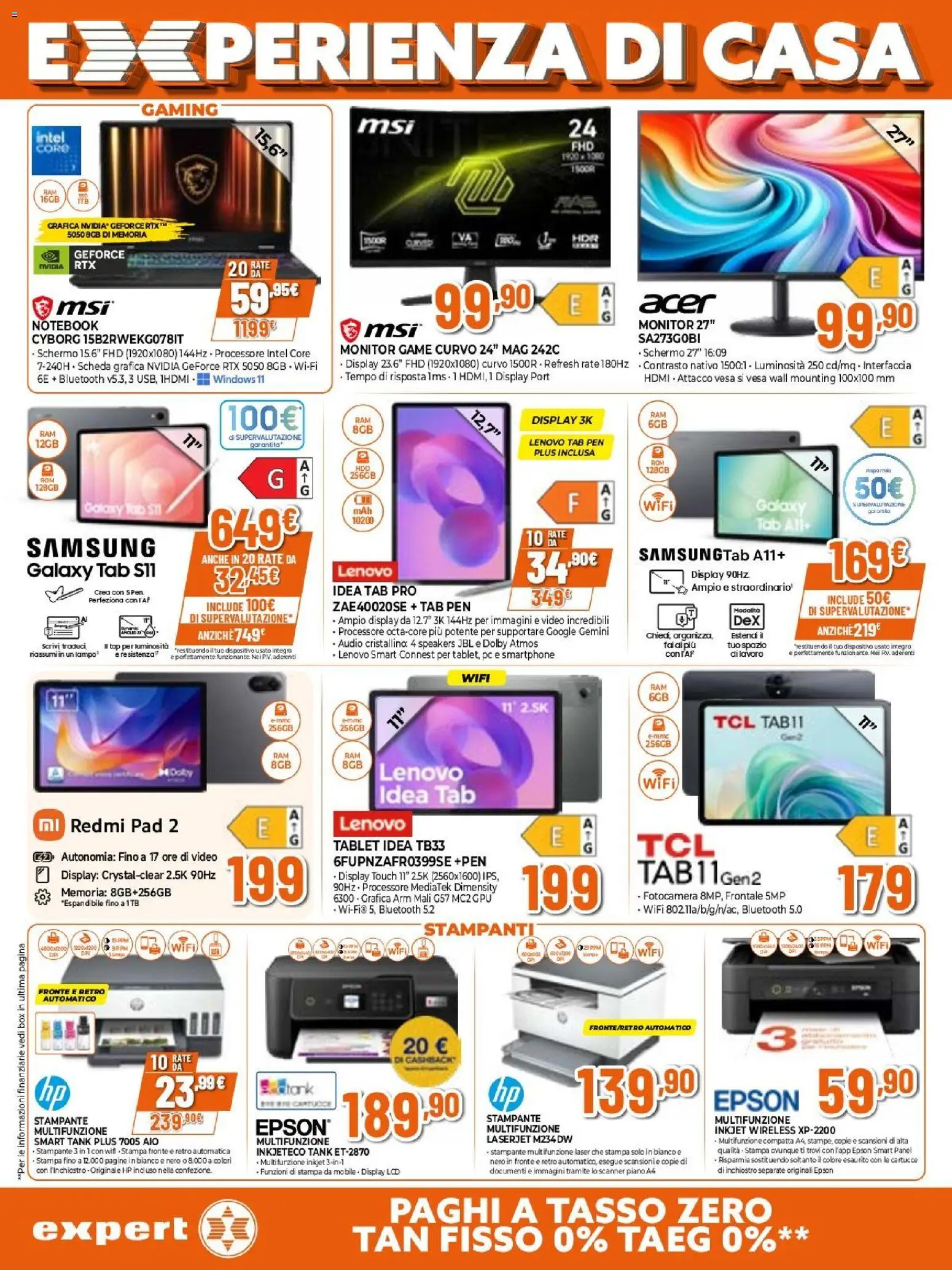 Volantino Expert del 23.04.2026 | Pagina: 21 | Prodotti: Samsung Galaxy, Top, Tablet, Video