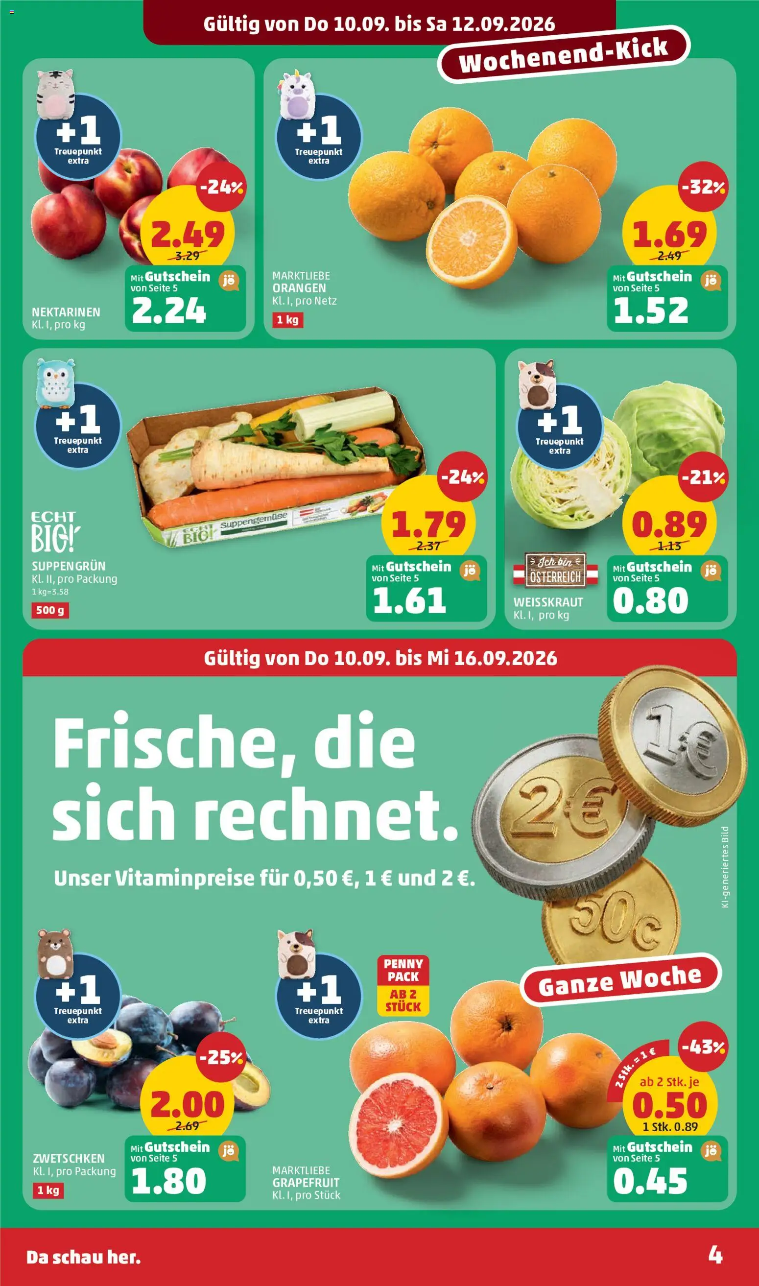 Penny Markt Flugblatt gültig ab 10.09.2026 | Seite: 4 | Produkte: Grapefruit, Orangen