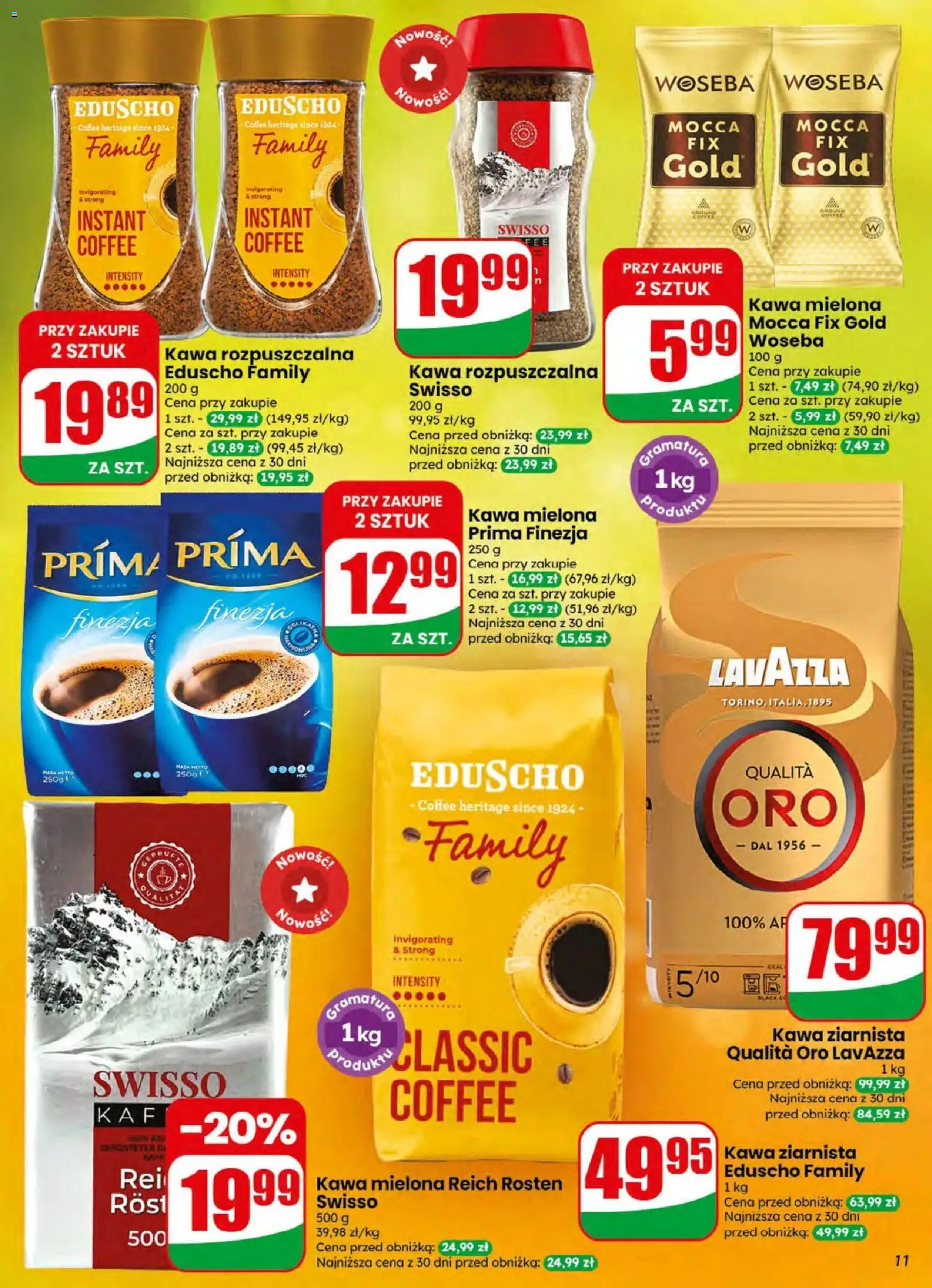 Dino gazetka od 05.08.2026 | Strona: 11 | Produkty: Kawa ziarnista, Kawa rozpuszczalna, Lavazza, Kawa