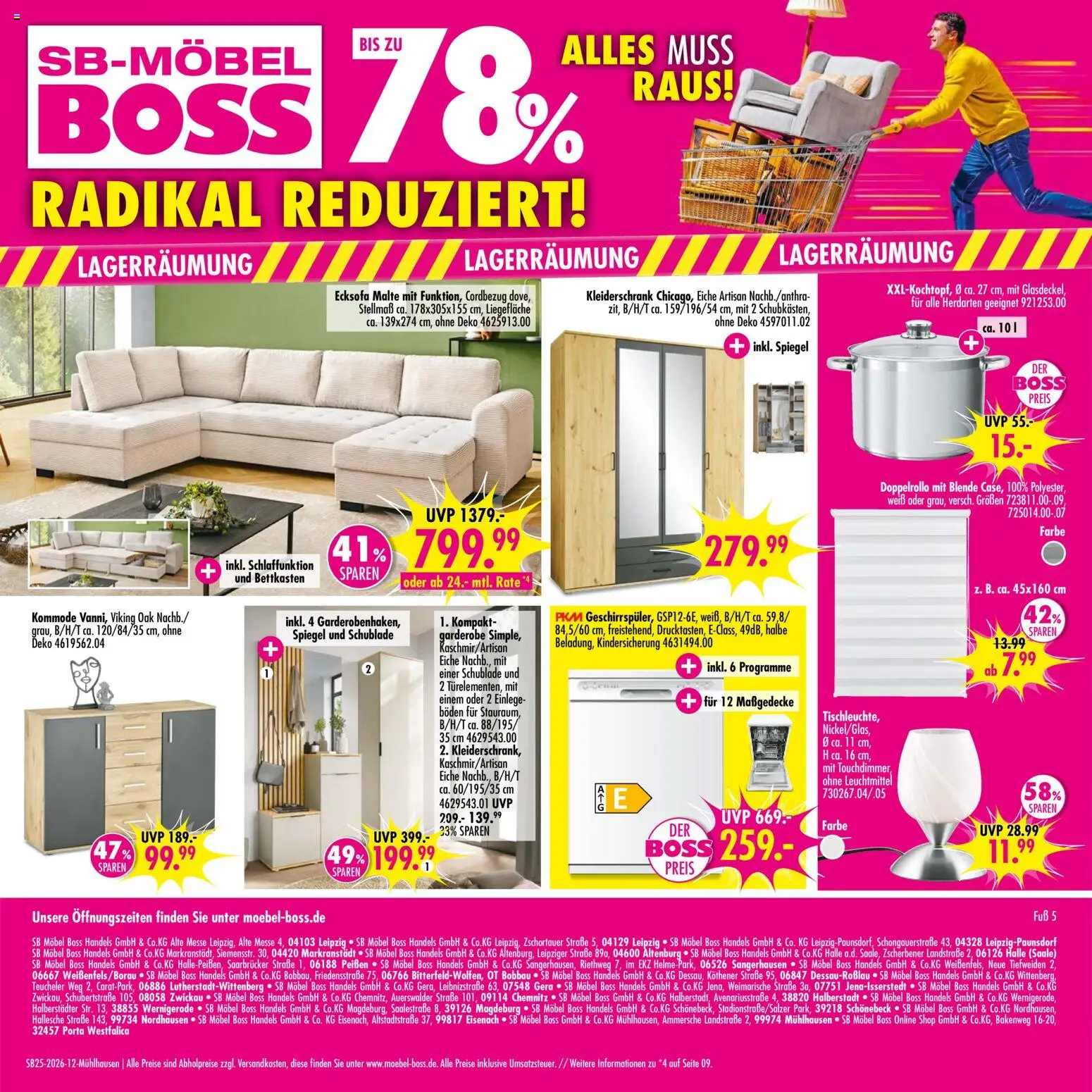 SB Möbel Boss Prospekt Mühlhausen – gültig ab 13.06.2026 | Seite: 12 | Produkte: Ecksofa, Kleiderschrank, Kommode, Spiegel