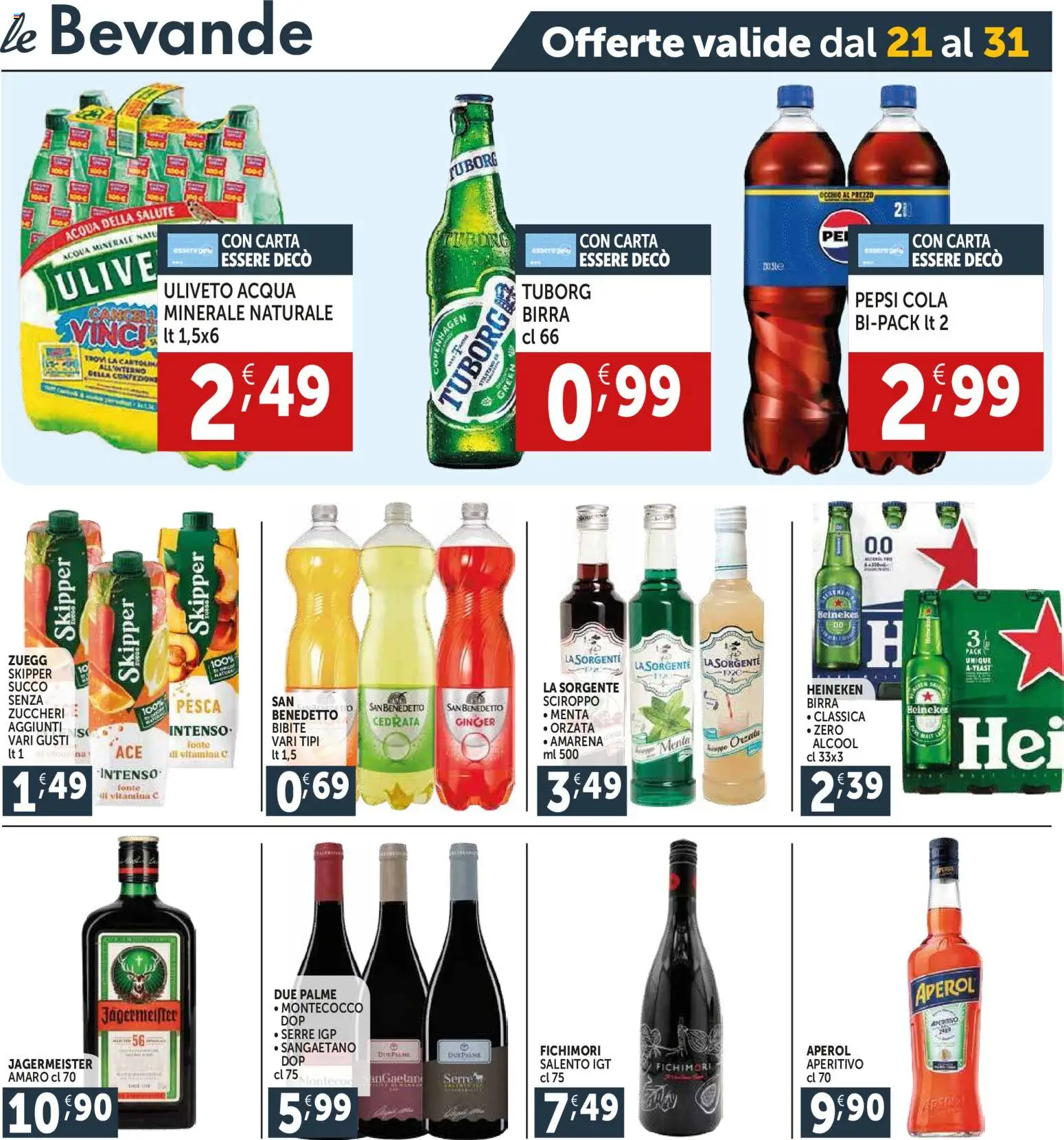 Volantino Decò del 21.05.2026 | Pagina: 11 | Prodotti: Birra, Pesca, Amarena, Pepsi
