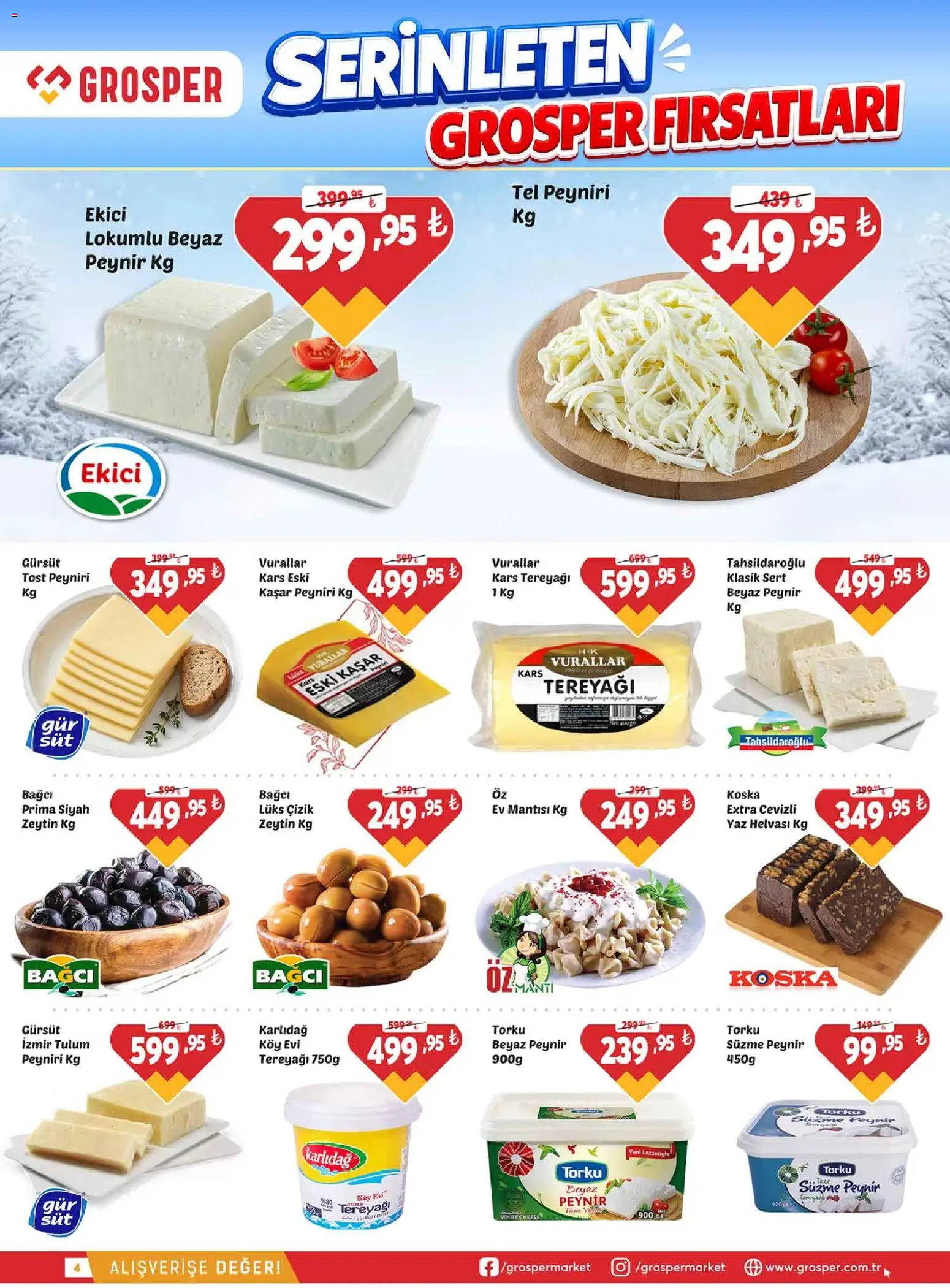 Grosper Katalog - 01 Temmuz 2026 tarihinden itibaren geçerlidir | Sayfa: 4 | Ürünler: Tereyağı, Peynir, Ekici, Zeytin