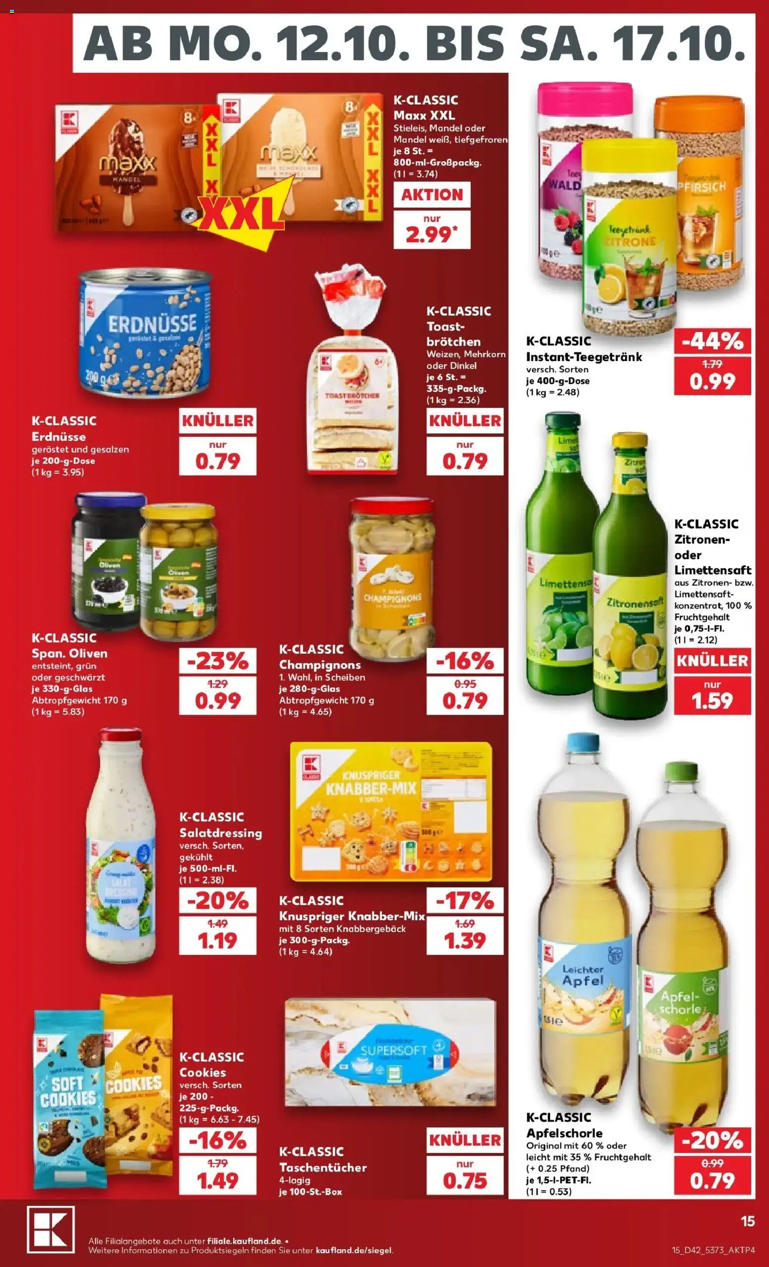 Prospekt Kaufland ab 12.10.2026 » Angebote Online zum Blättern | Seite: 19 | Produkte: Erdnüsse, Toast, Äpfel, Champignons