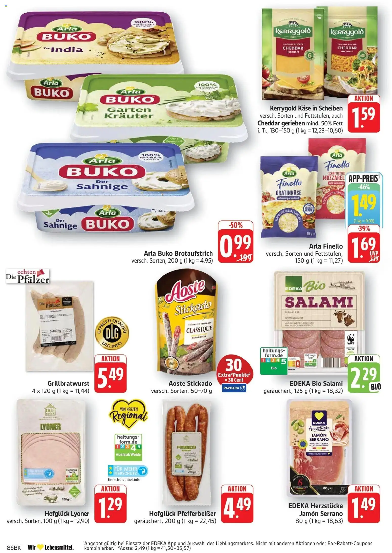 Edeka Prospekt Walldorf (ab 07.09.2026) » Angebote Online | Seite: 8 | Produkte: Käse, Arla buko, Salami