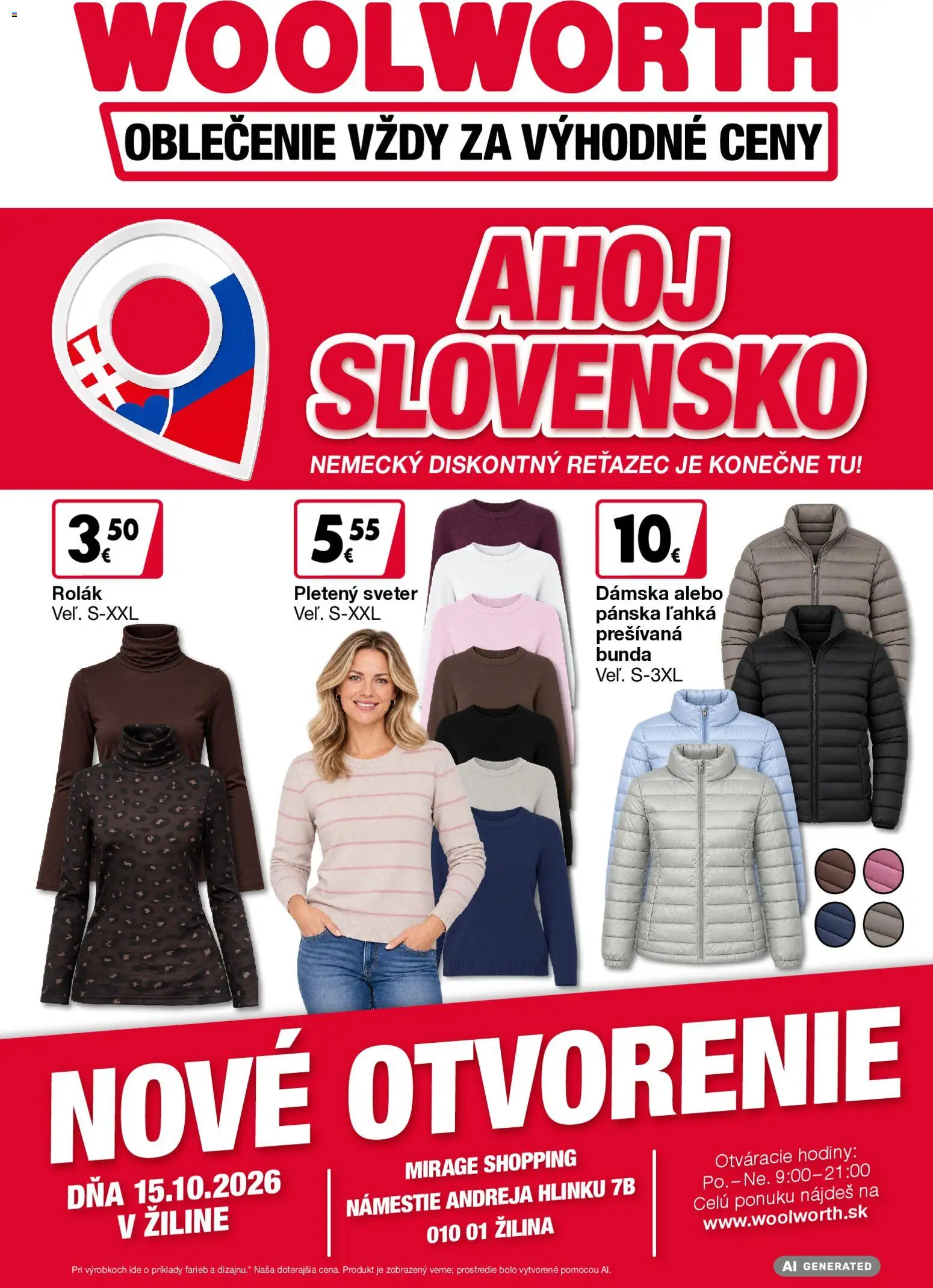 Nové Woolworth akcie – leták je platný od 09.10.2026 | Strana: 1 | Produkty: Hodiny, Sveter, Bunda