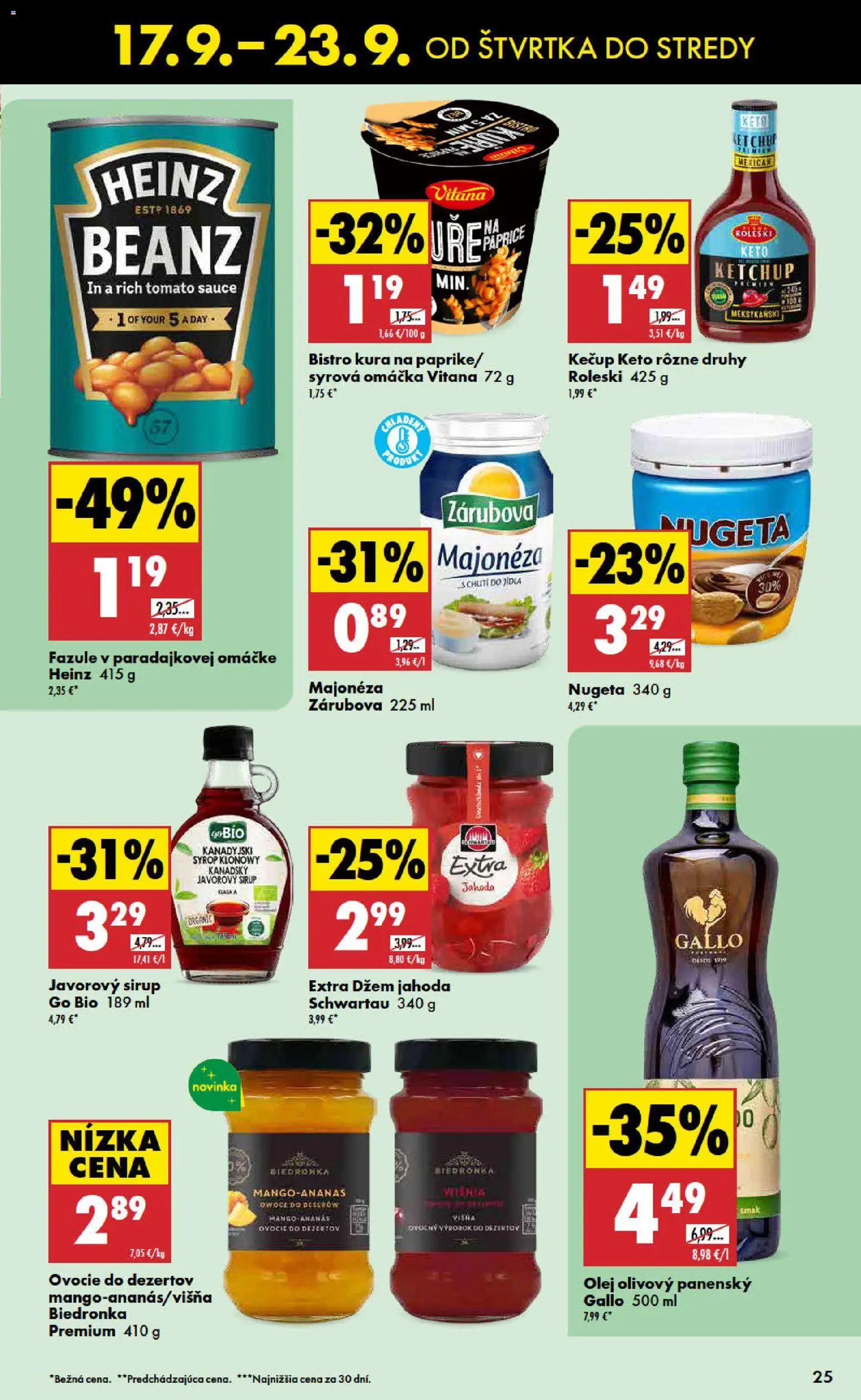 Nové Biedronka akcie – leták je platný od 17.09.2026 | Strana: 25 | Produkty: Džem, Majonéza, Sirup, Kečup