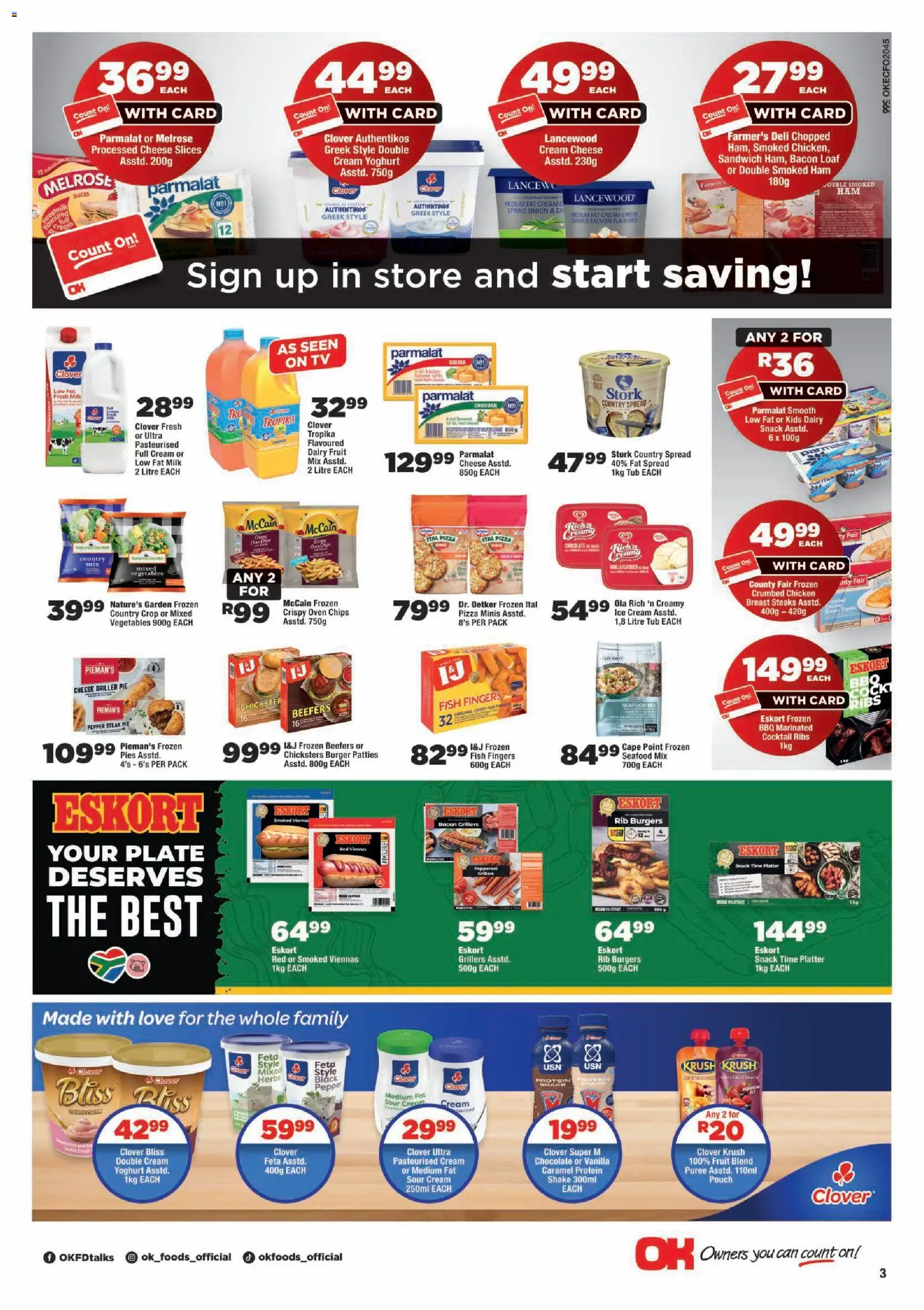 New OK Foods catalogue – valid from 23/09/2026 | Page: 3 | Products: Cheese, Chocolate, Pizza, Caramel
