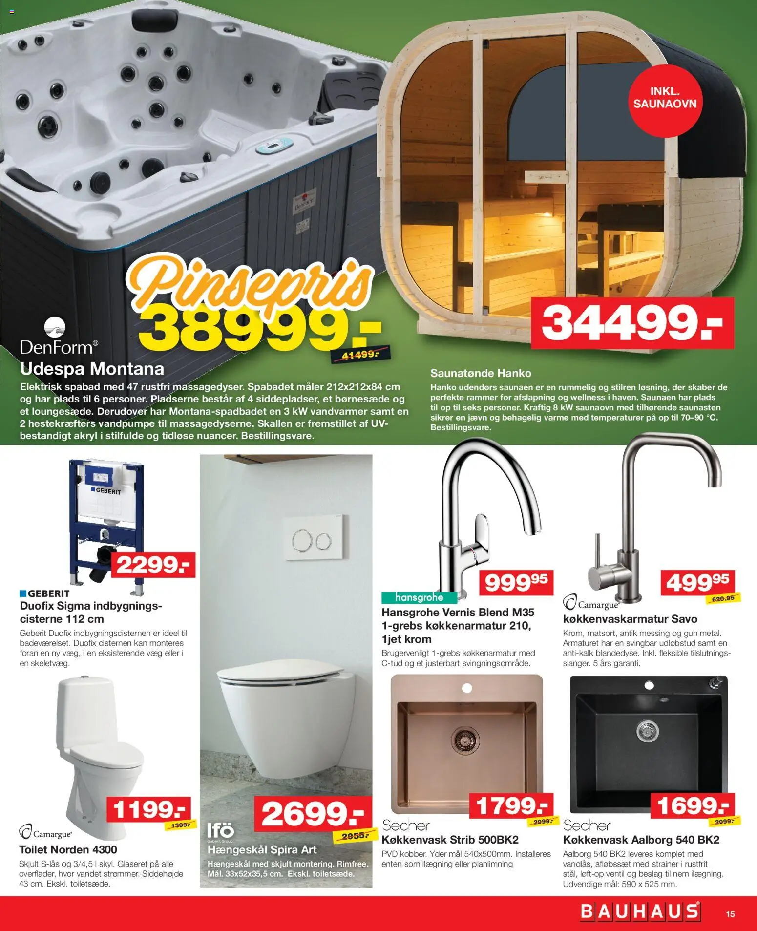 Bauhaus tilbudsavis – gyldig fra 22.05.2026 | Side: 15 | Produkter: Rammer, Spabad, Toilet, Søm