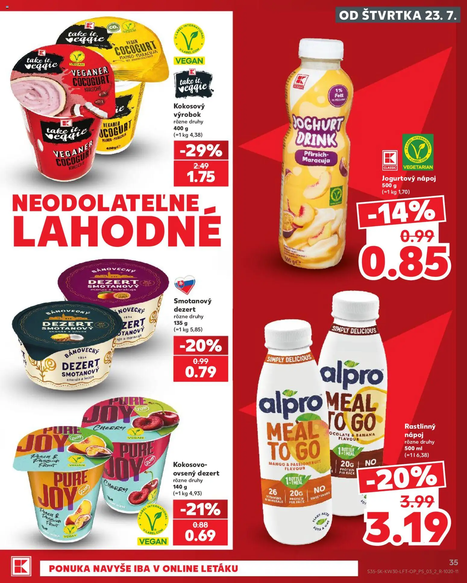 Nové Kaufland akcie – leták je platný od 23.07.2026 | Strana: 35 | Produkty: Protein, Mango, Alpro