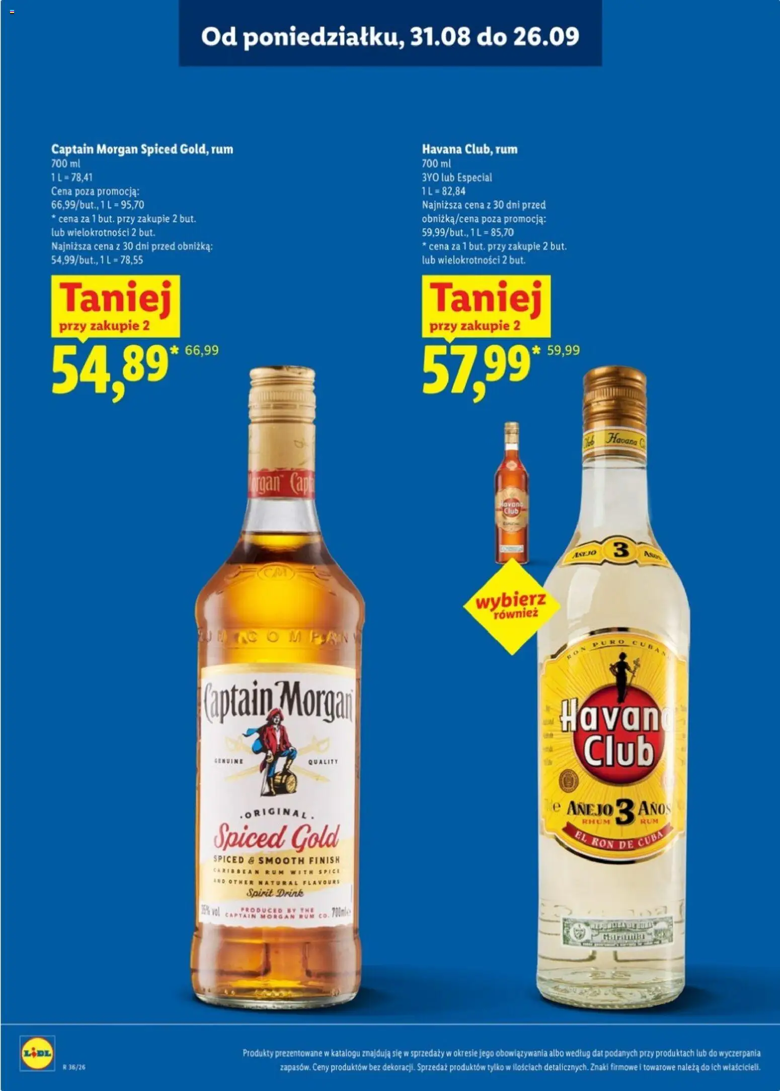 Lidl Katalog alkoholi mocnych od 31.08.2026 | Strona: 18 | Produkty: Rum Captain Morgan, Captain Morgan, Finish, Rum Havana