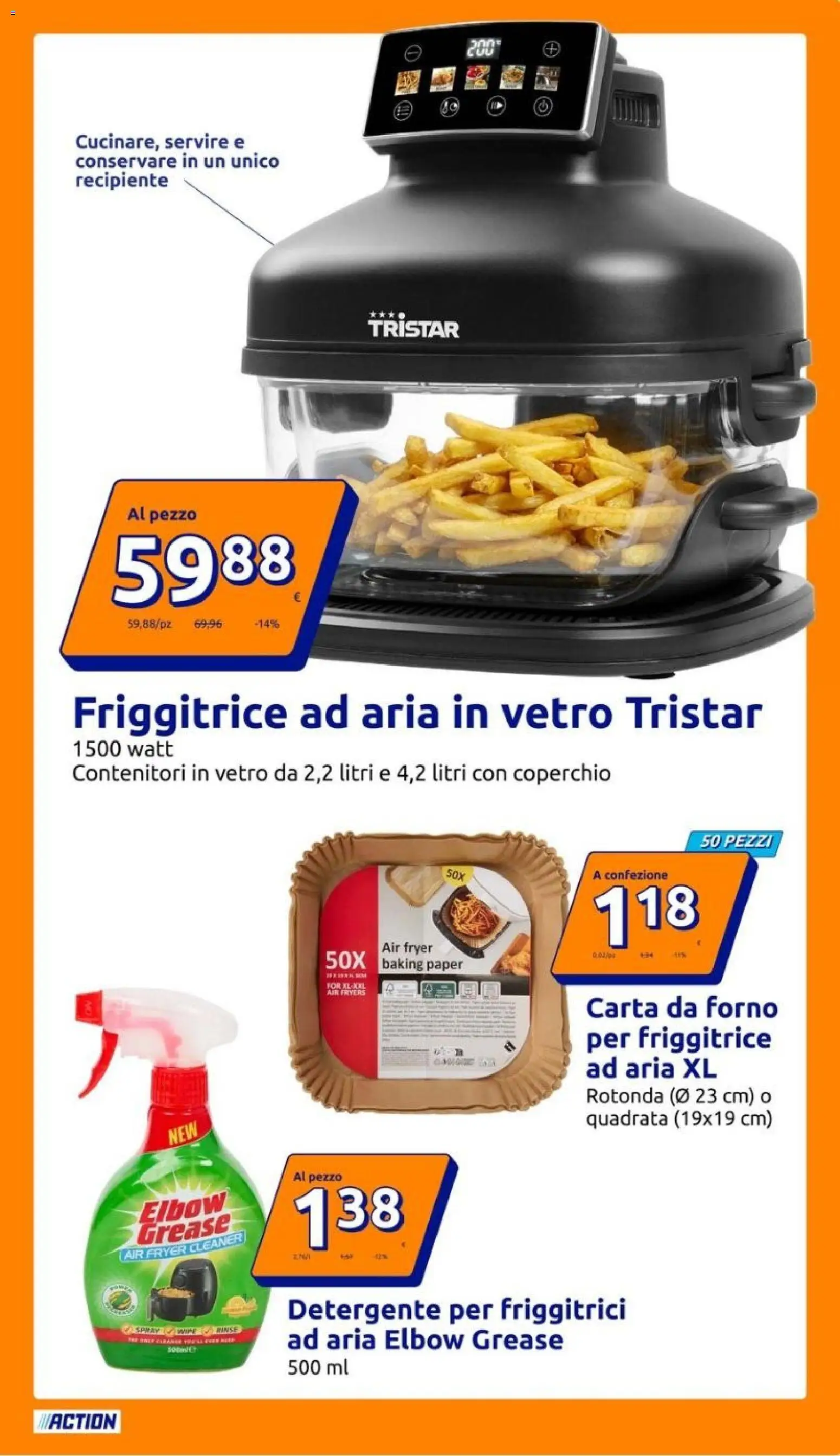 Volantino Action del 21/10/2026 | Pagina: 27 | Prodotti: Friggitrice ad aria, Detergente, Friggitrice, Carta da forno